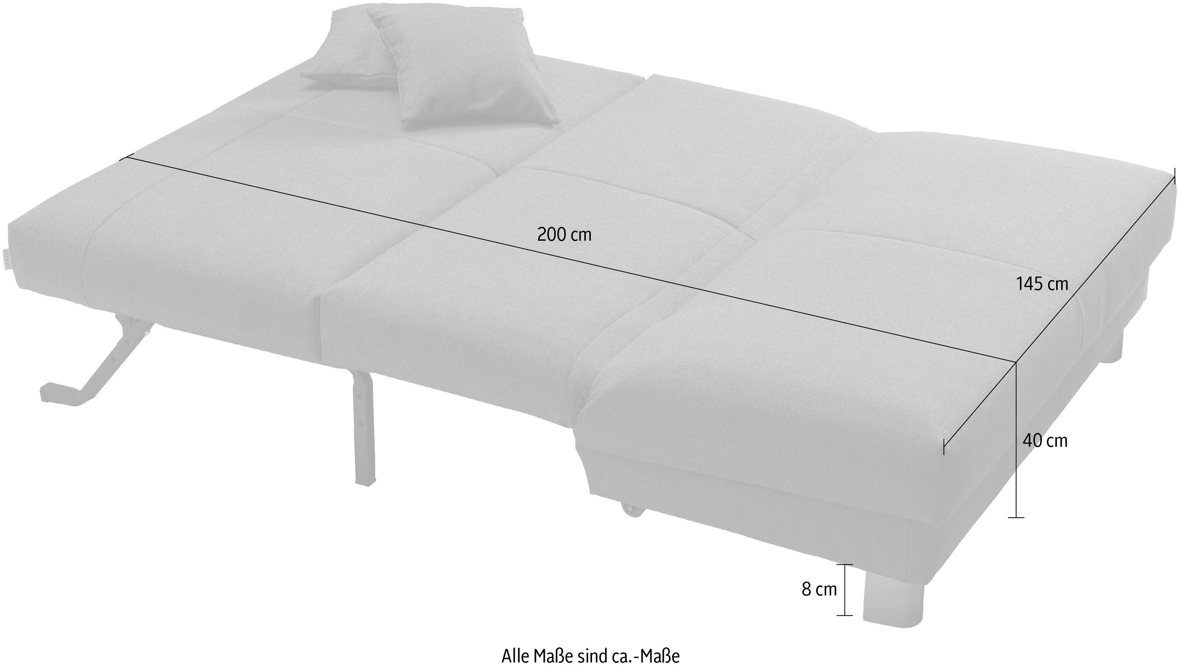 ell + ell Schlafsofa »Enny«, Liegefläche Breite 120 oder 140 cm, Liegehöhe 40 cm, Füße alufarben