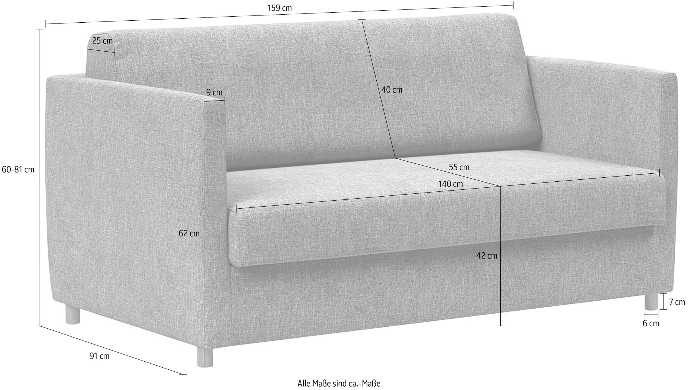 INNOVATION LIVING ™ 3-Sitzer »Olan Schlafsofa, innovativ und modern, kompakte Stellfläche«, leichtgängiger Ausklappmechanismus; schmale Armlehnen, Eichenfüße