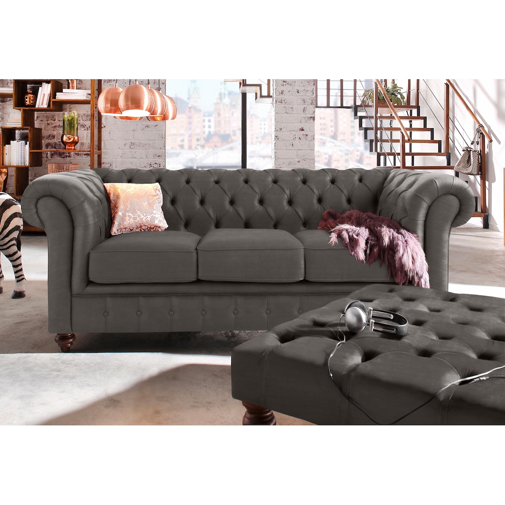 Home affaire Chesterfield-Sofa »Chesterfield 3-Sitzer B/T/H: 198/89/74 cm«