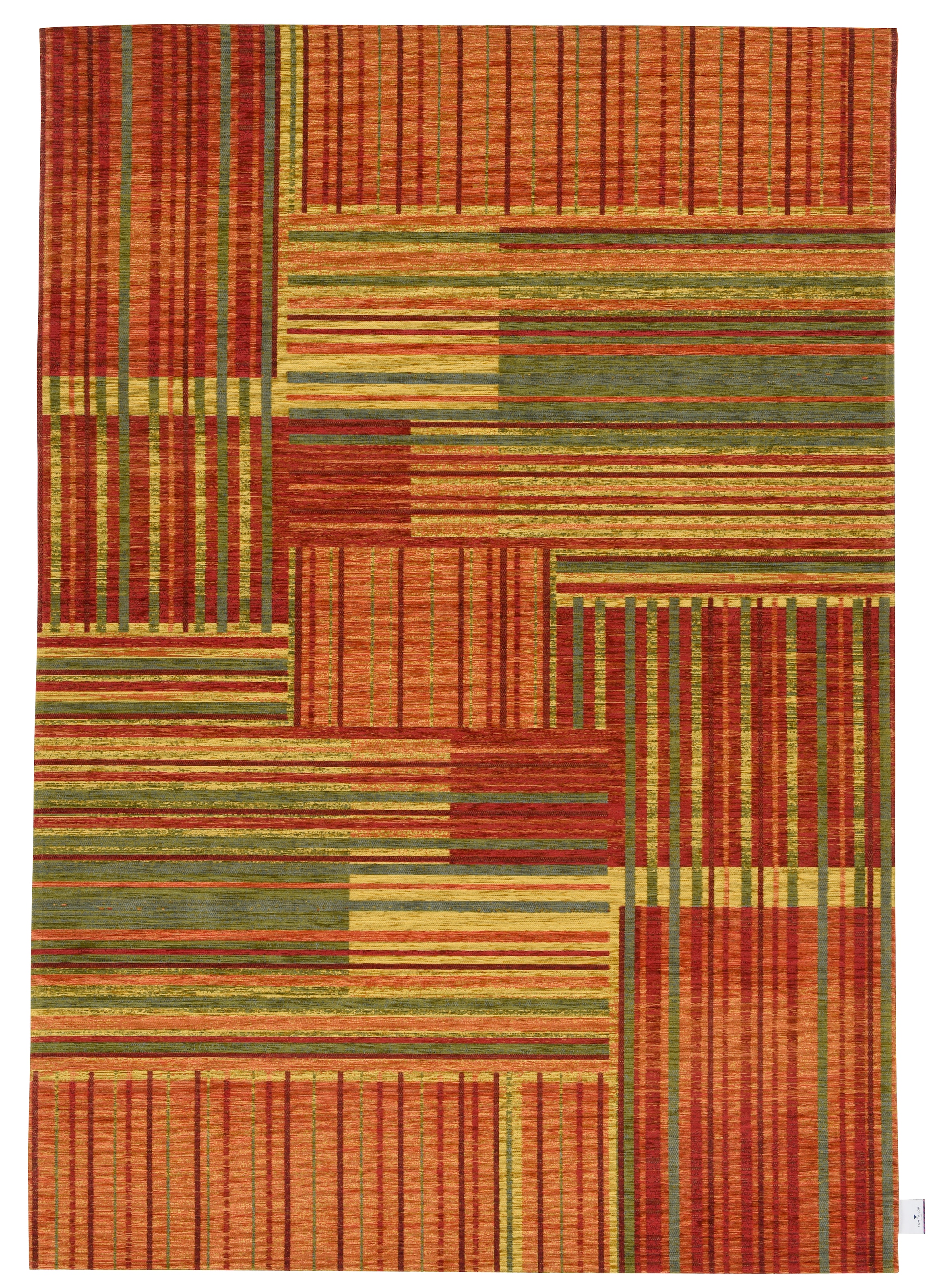 Teppich »Stripy Pat«, rechteckig, 5 mm Höhe, Flachgewebe, modernes Patchworkdesign,...