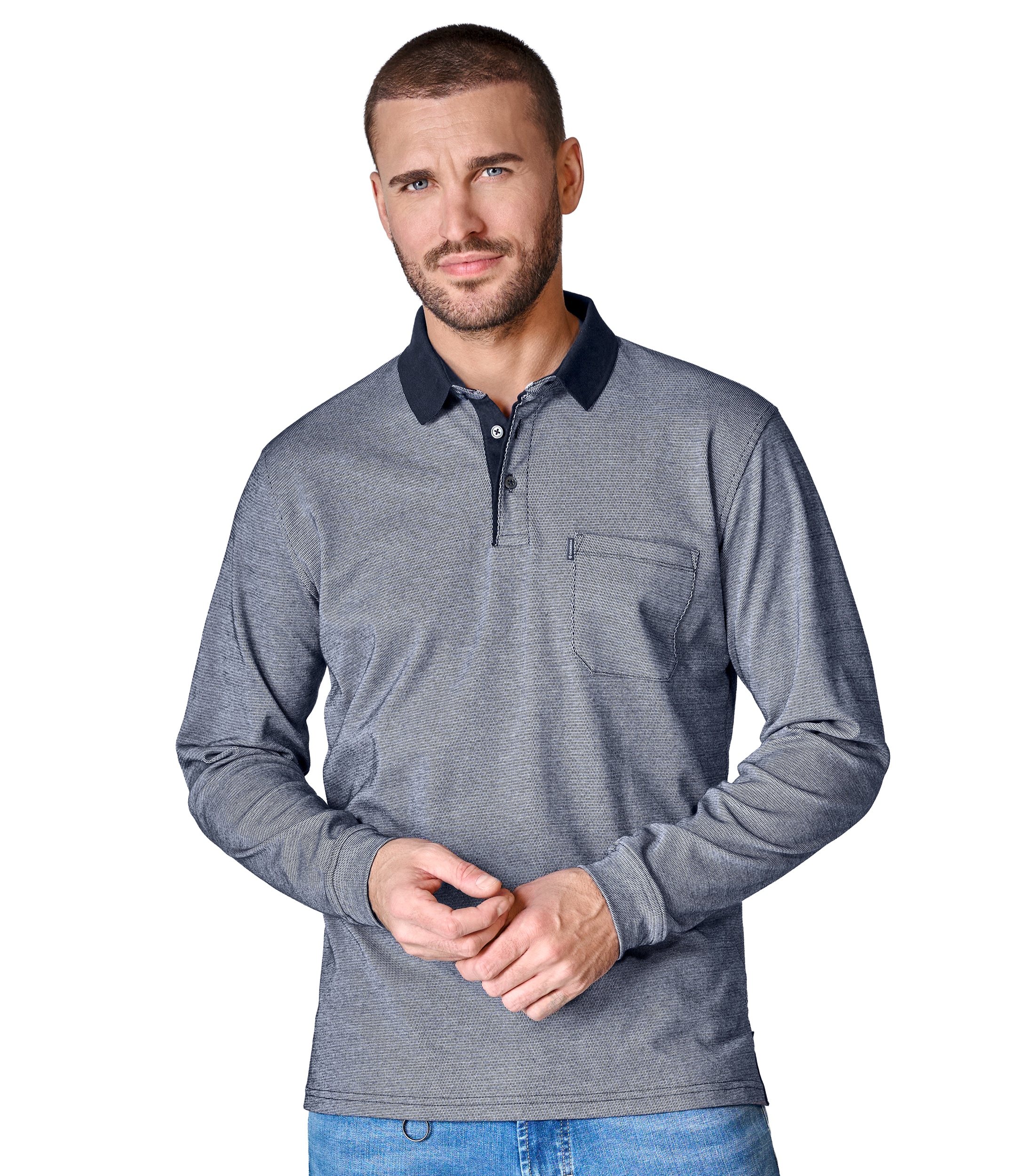 CASAMODA Langarm-Poloshirt "CASAMODA Polo-Shirt Langarm gestreift" günstig online kaufen