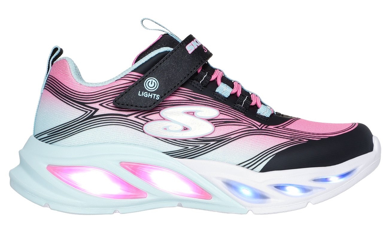 Skechers Sneaker »COSMIC GLOW LIGHTS«, Blink,-Klettschuh mit Glitzer, Größenschablone zum Download