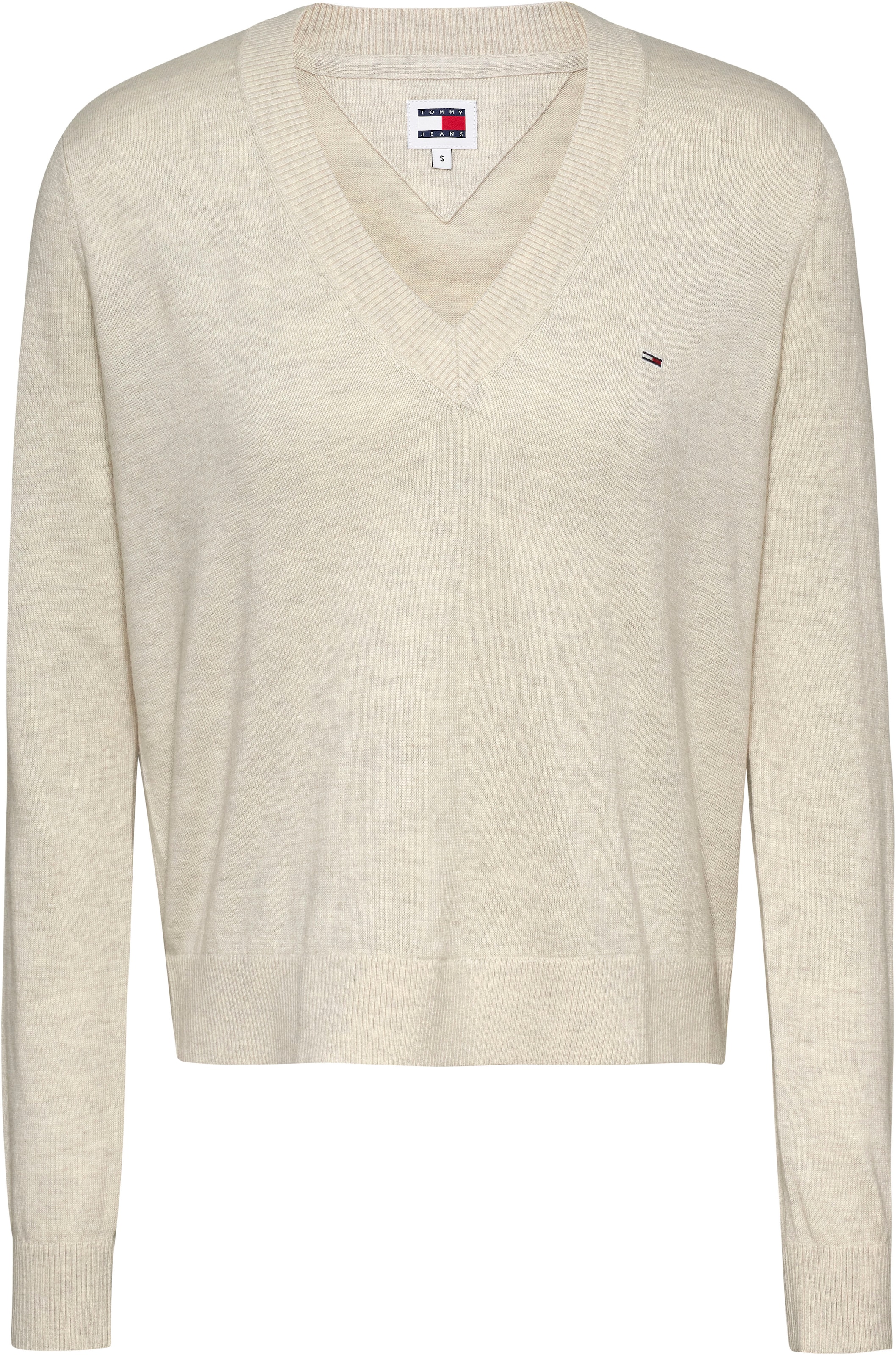 Tommy Jeans Strickpullover »TJW ESSENTIAL VNECK SWEATER EXT«, mit Logostickerei