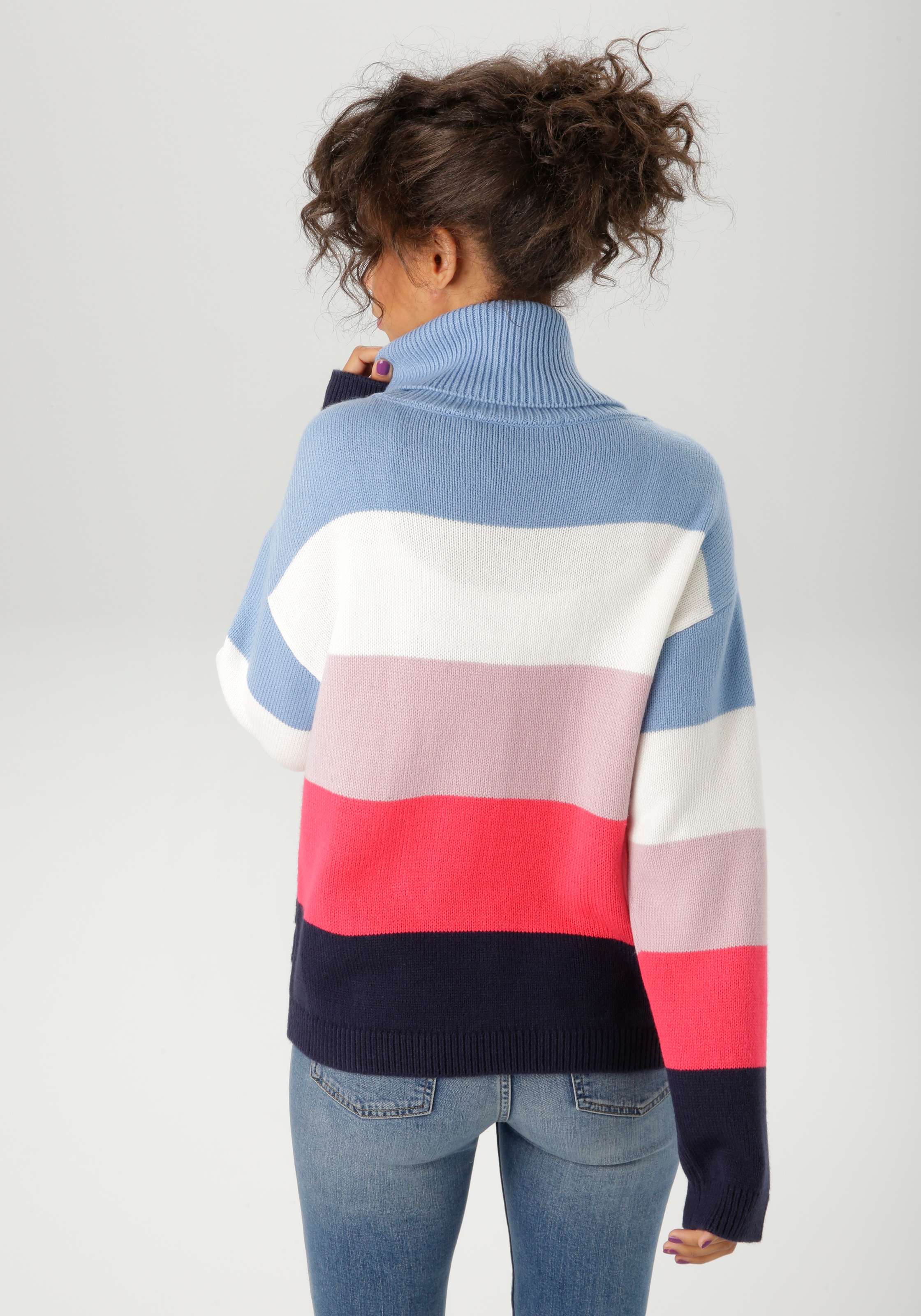 Aniston CASUAL Strickpullover in farbenfroher oder gedeckteren Farbkombinat günstig online kaufen