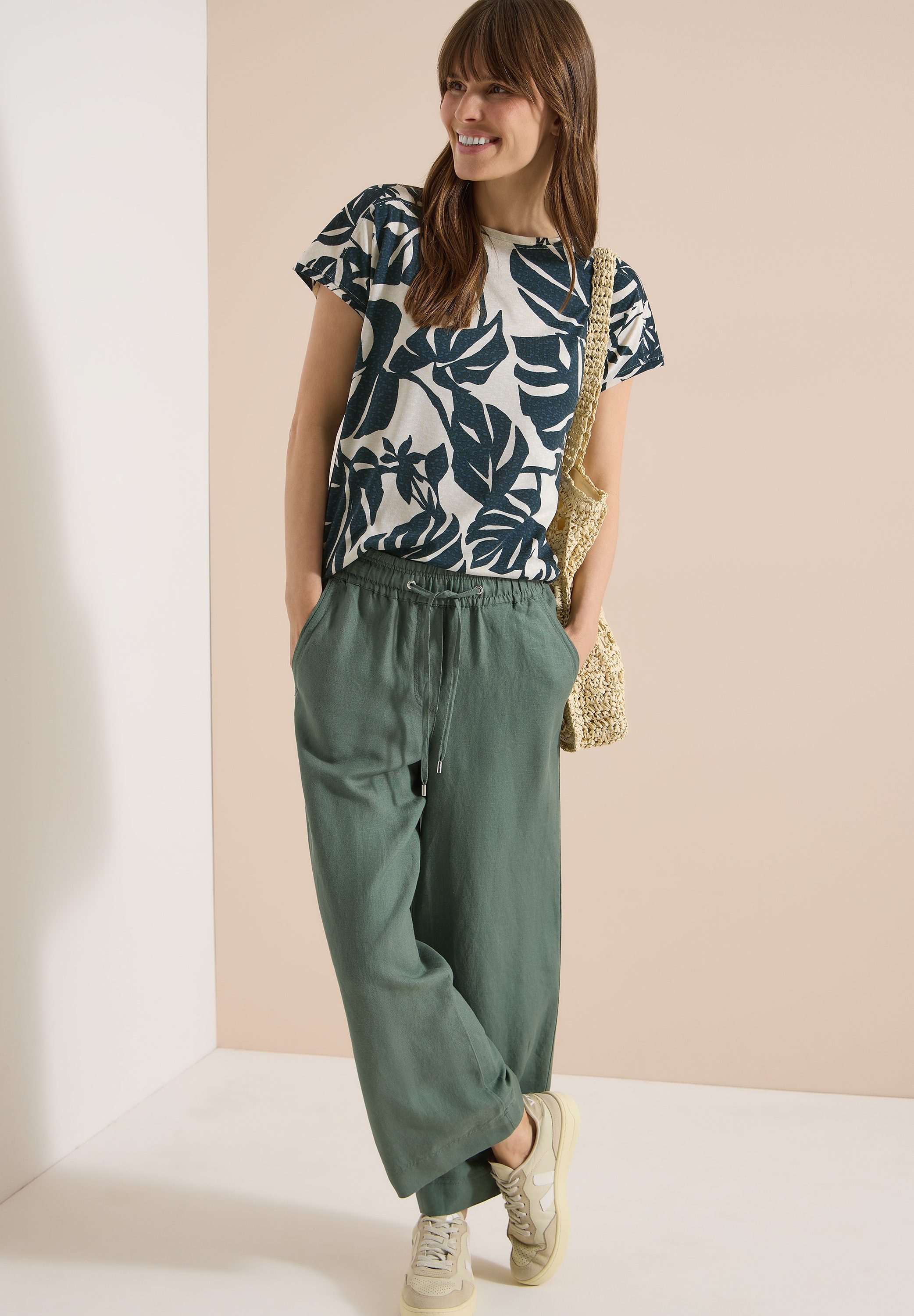 Cecil Kurzarmshirt Sommershirt mit U-Boot-Ausschnitt und Print