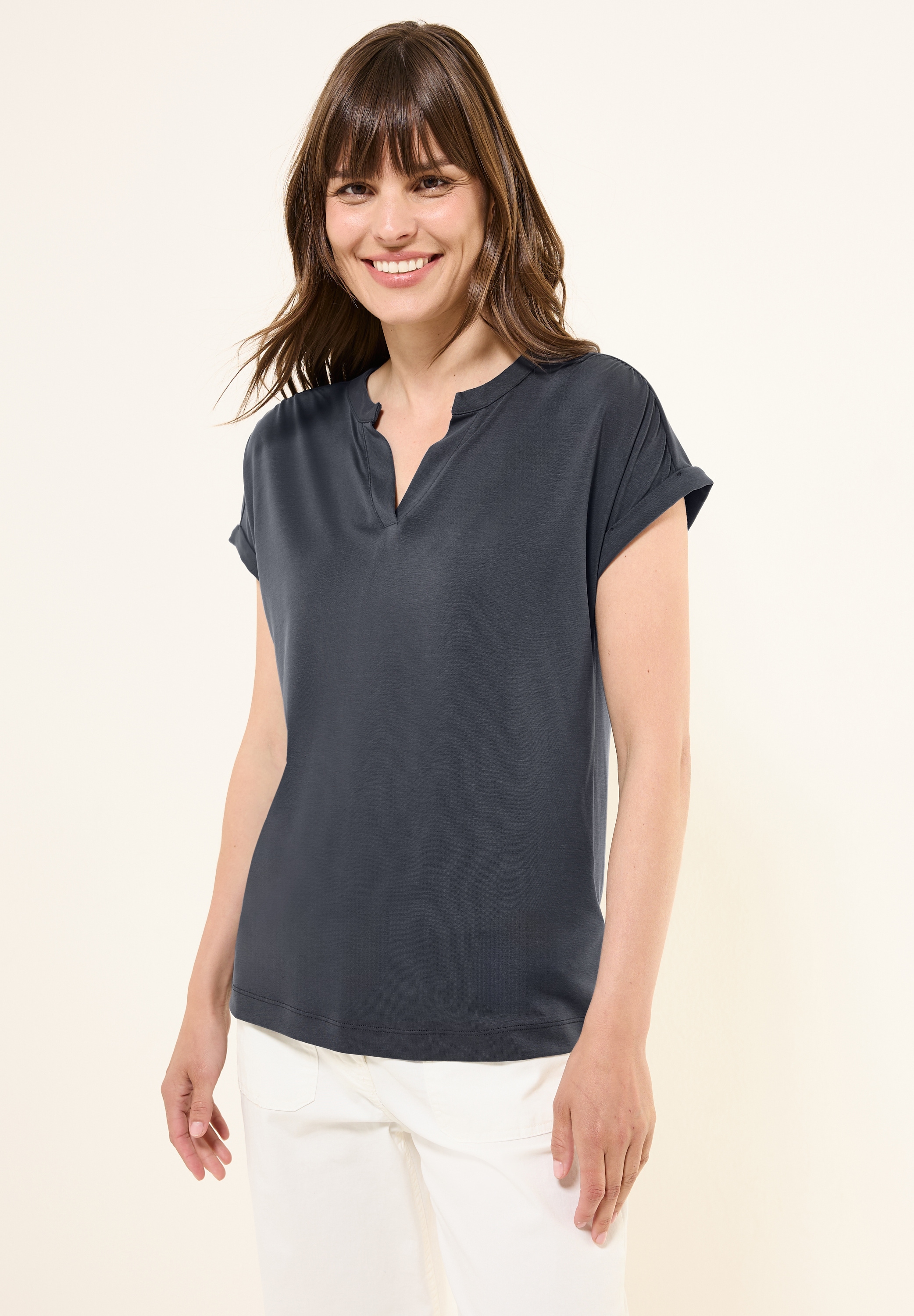Cecil T-Shirt, aus softem Materialmix günstig online kaufen