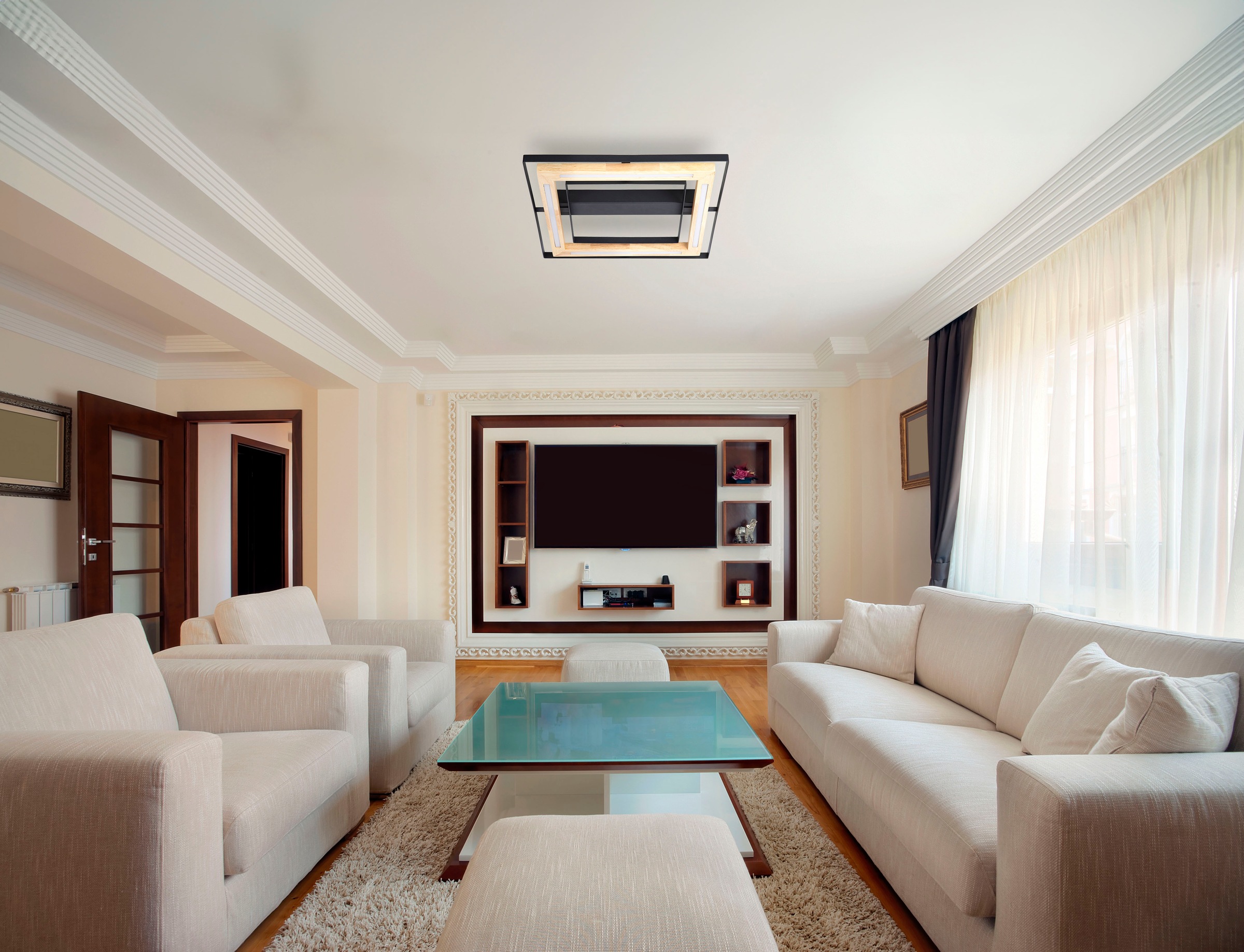 NOWA LED Deckenleuchte »RILAS«, Leuchtmittel LED-Modul | LED fest integriert, Deckenlampe, Bambus, Designleuchte, Wohnzimmer