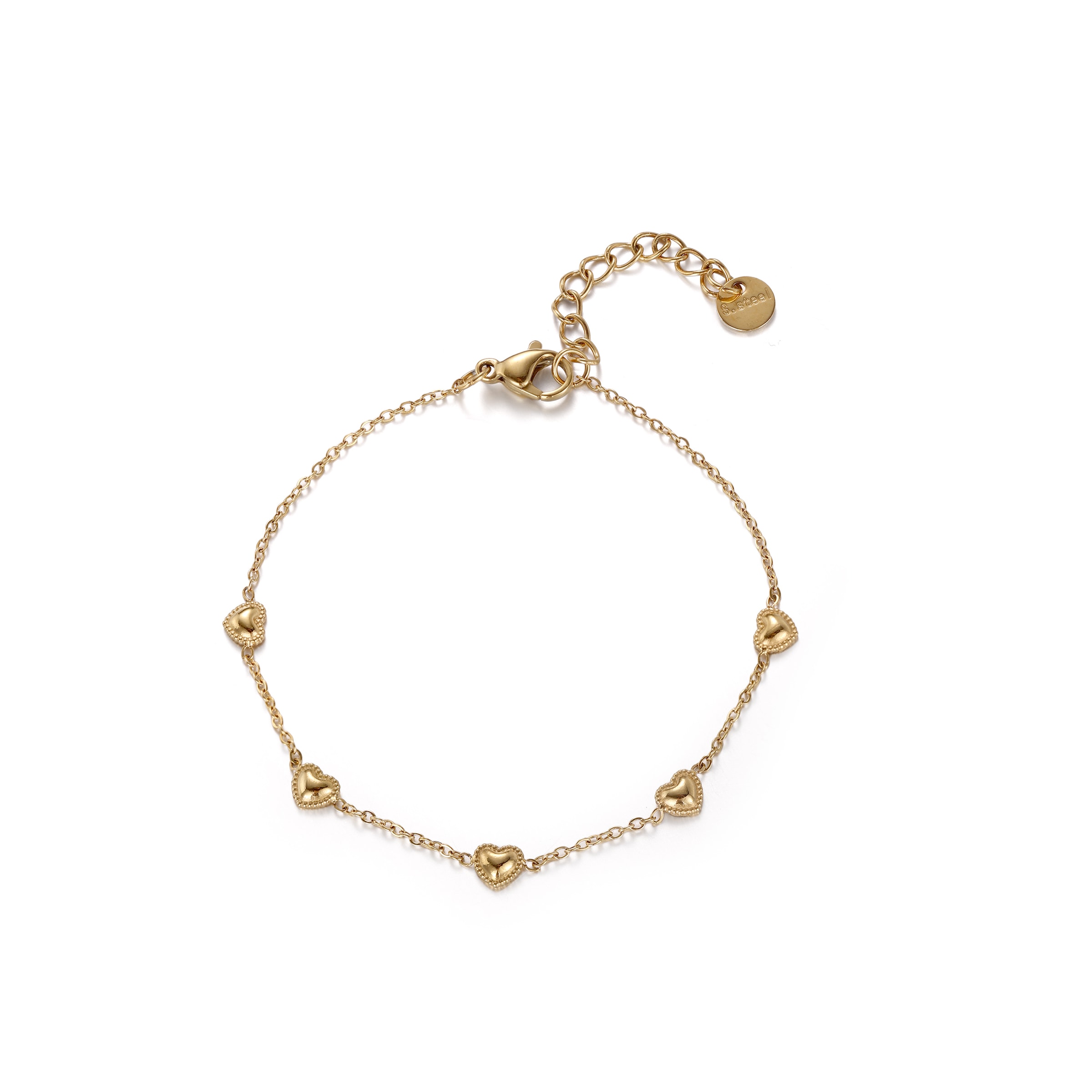 Armband FIRETTI "Schmuck Geschenk Edelstahl Armschmuck Ankerkettenglieder Herz Liebe", gelbgoldfarben, Armbänder, Damen, 20cm, Edelstahl, Armband