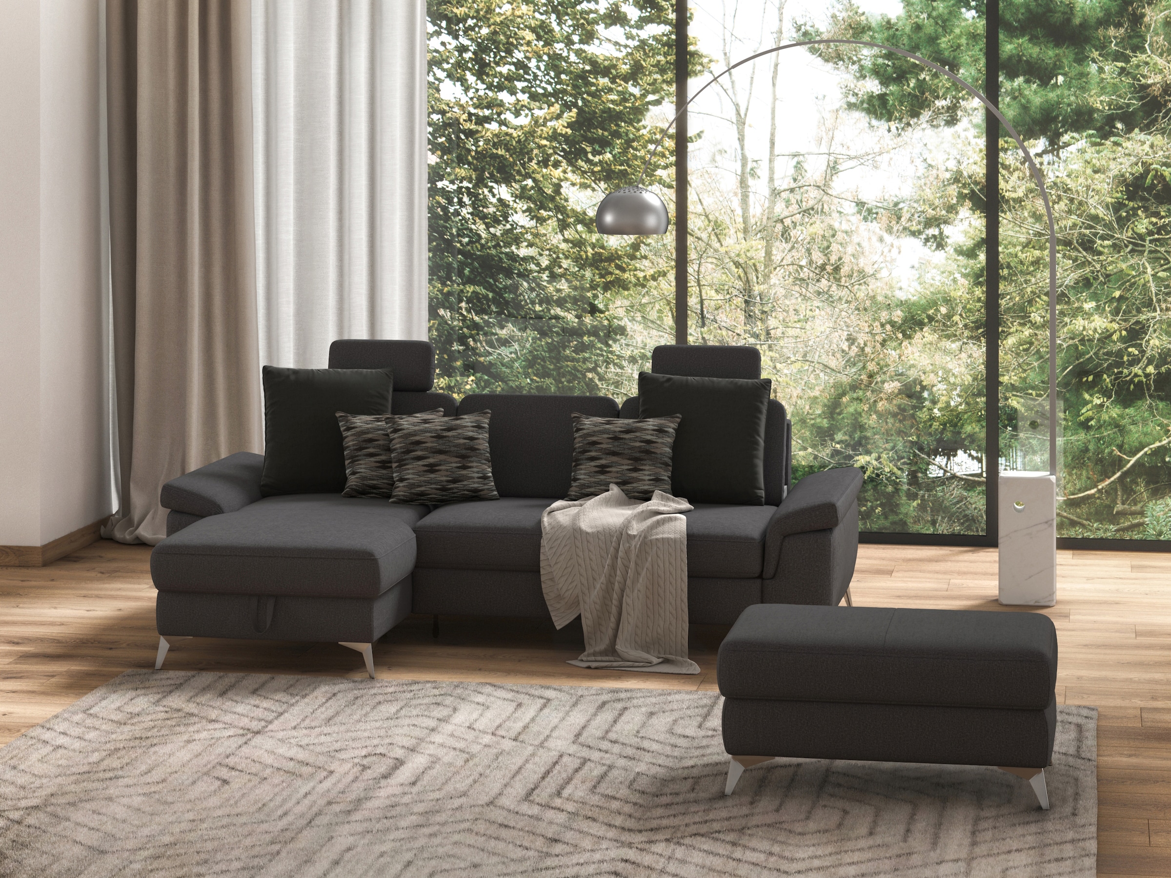 sit&more Ecksofa "Padua L-Form", inklusive Sitztiefenverstellung, Armteilfu günstig online kaufen