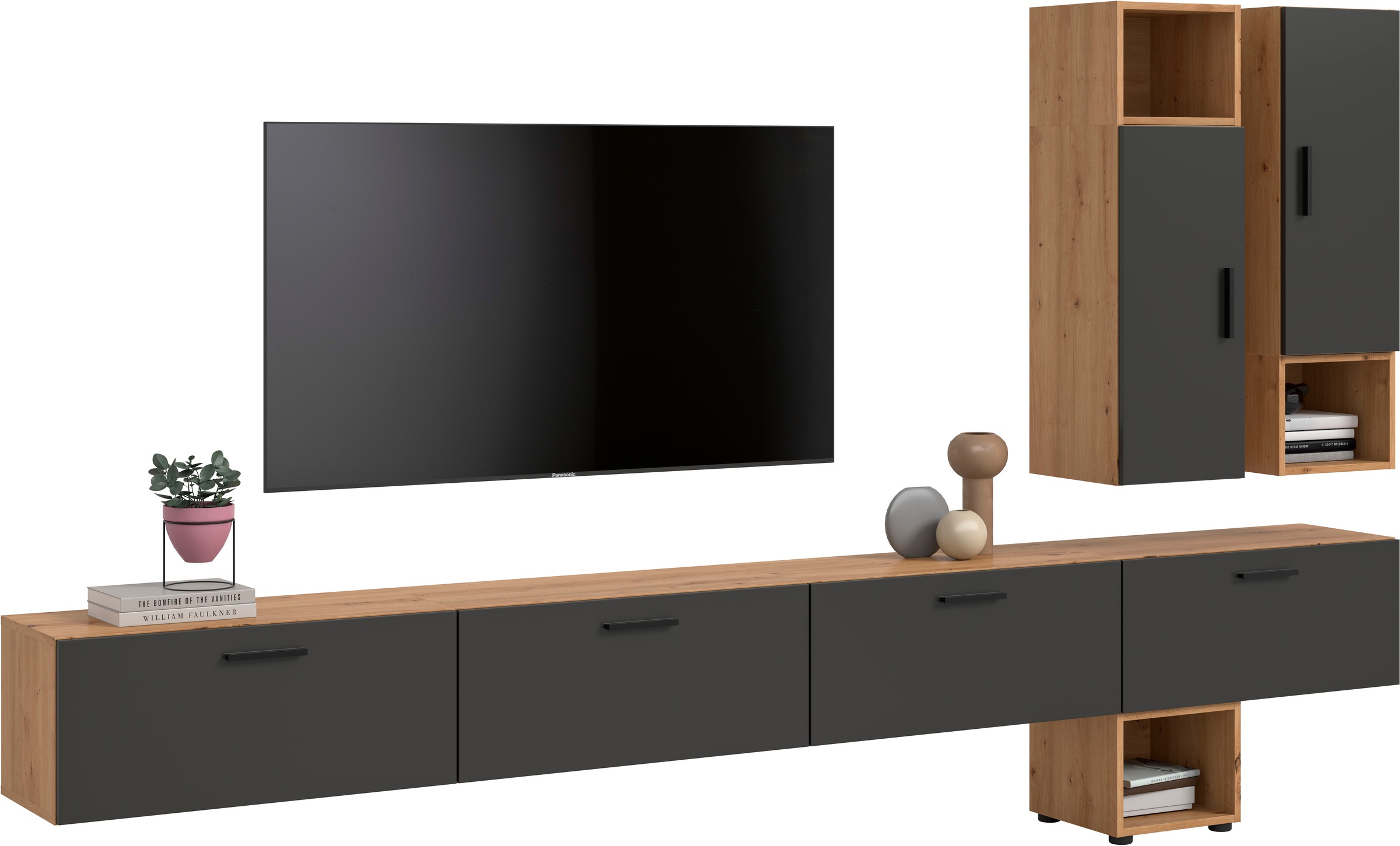 Home affaire Schrank-Set "ENESTE, 9-teilig, in verschiedenen Farben, individuell kombinierbar" verschiedenste Kombinationmöglichkeiten, stehend oder hängend, 3 Stk. tlg.