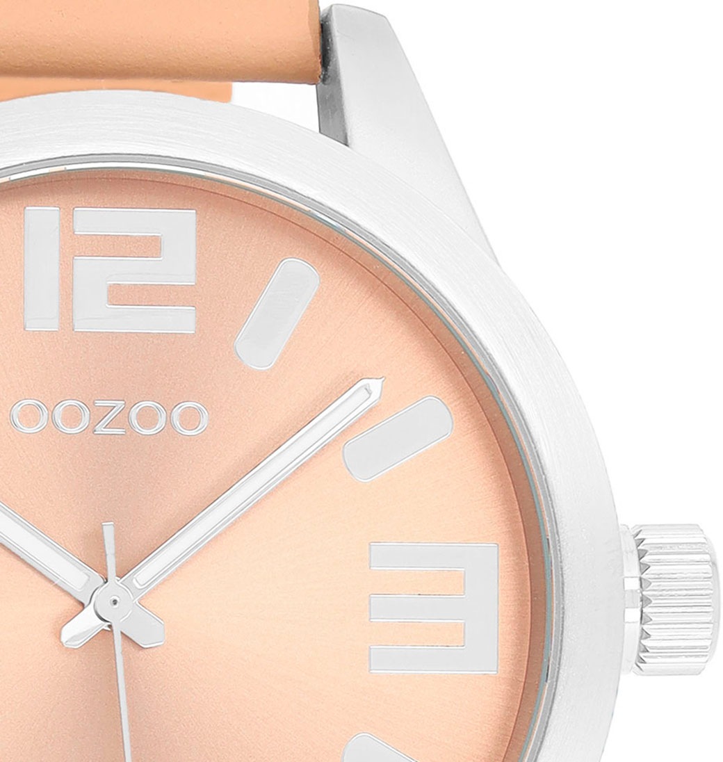 OOZOO Quarzuhr, Armbanduhr, Damenuhr, Herrenuhr, Lederarmband, Ø 46mm