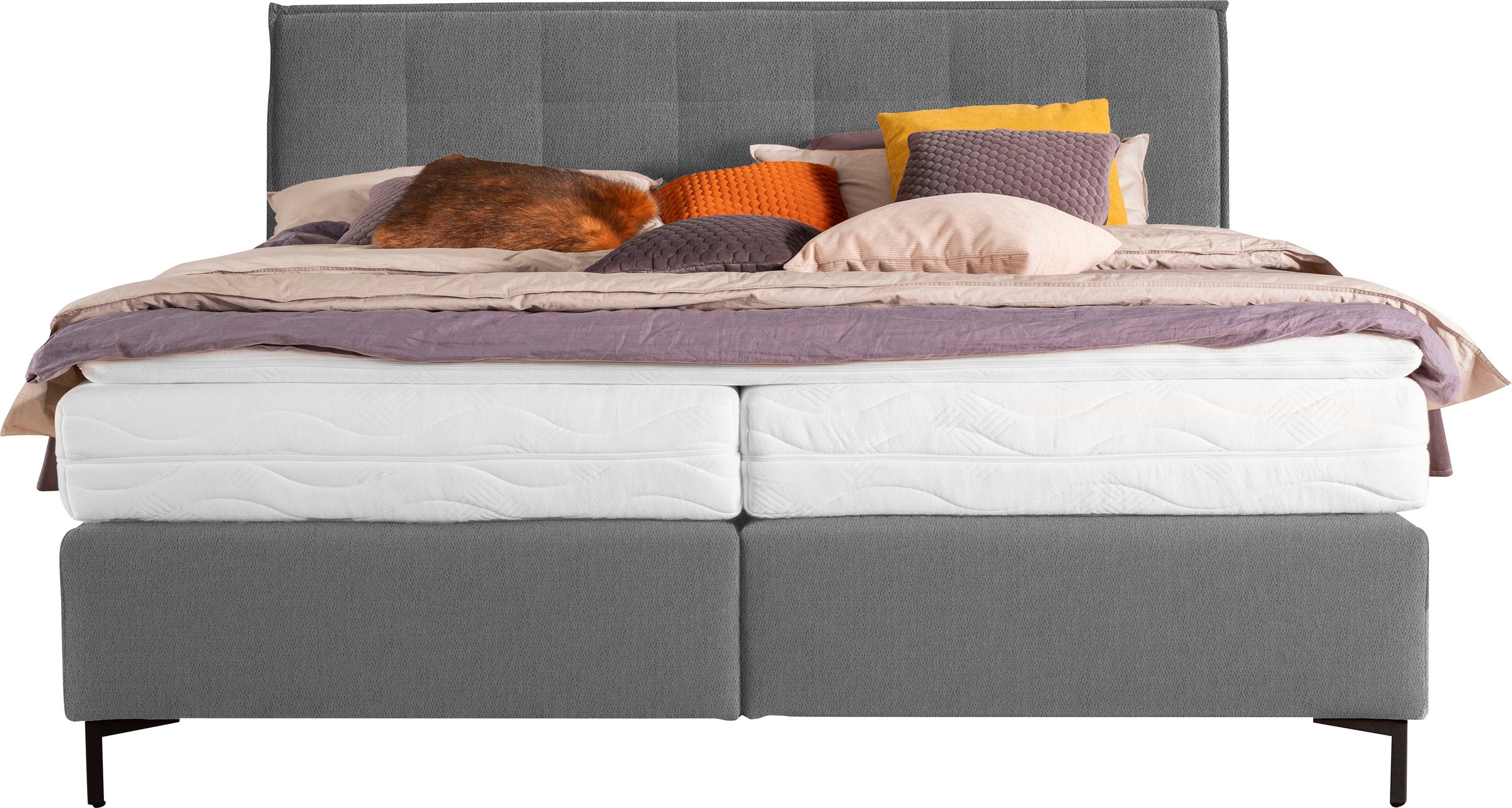 Thumbnail - alina Boxspringbett "Elmar" mit gestepptem Kopfteil, inklusive Matratze und Topper