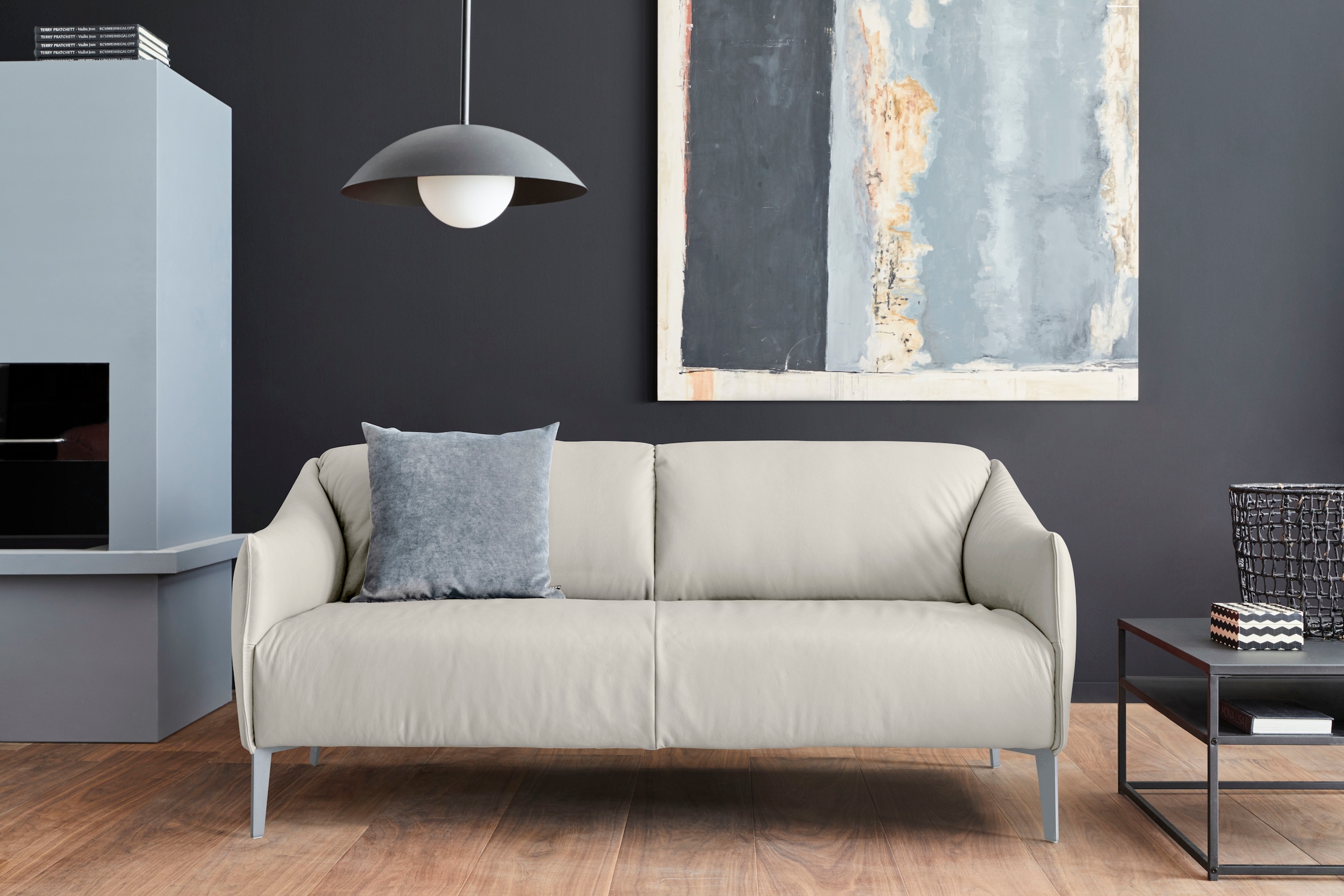 W.SCHILLIG 2,5-Sitzer "sally Design-Sofa, Loungesofa, bequem, schmale Armlehnen, Breite 194cm" mit Metall-Winkelfüßen in Silber matt, Breite 194 cm