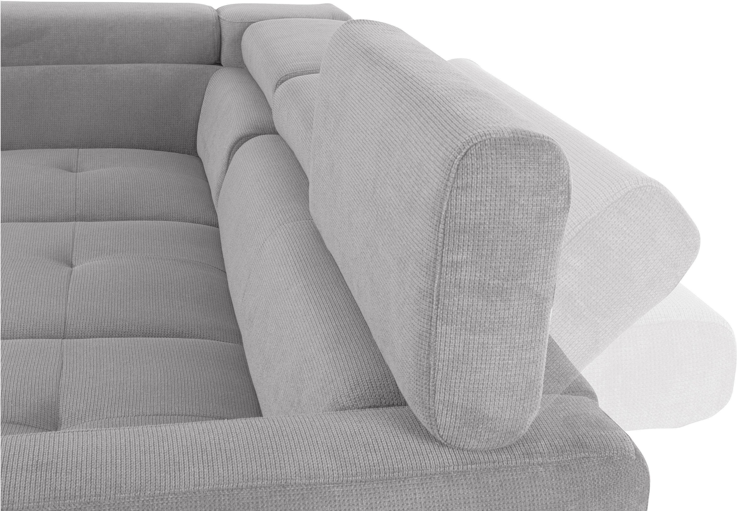 COTTA Polstergarnitur »Sammy L-Form« Set,  Set bestehend aus: Ecksofa mit Kopfteilverstellung & Hocker