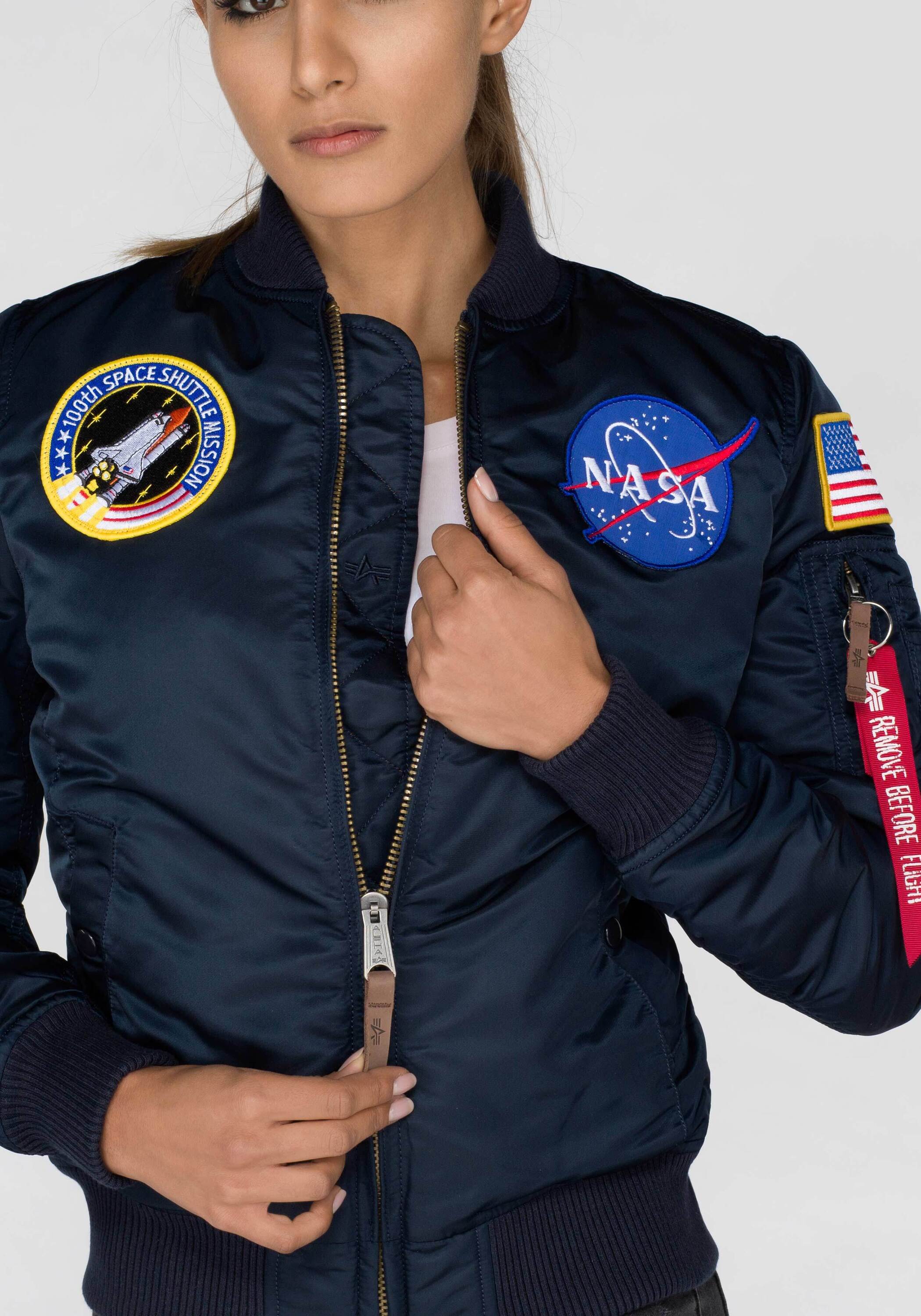 Alpha Industries MA-1 Vf Nasa - Giacca Bomber Donna Slim Fit - Toppe Originali