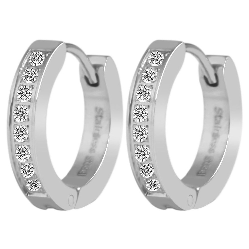 Adelia´s Klappcreolen »Damen Ohrringe – Klappcreole aus Edelstahl mit Strass Steinchen« Perfekt als Geschenk zum einen besonderen Tag