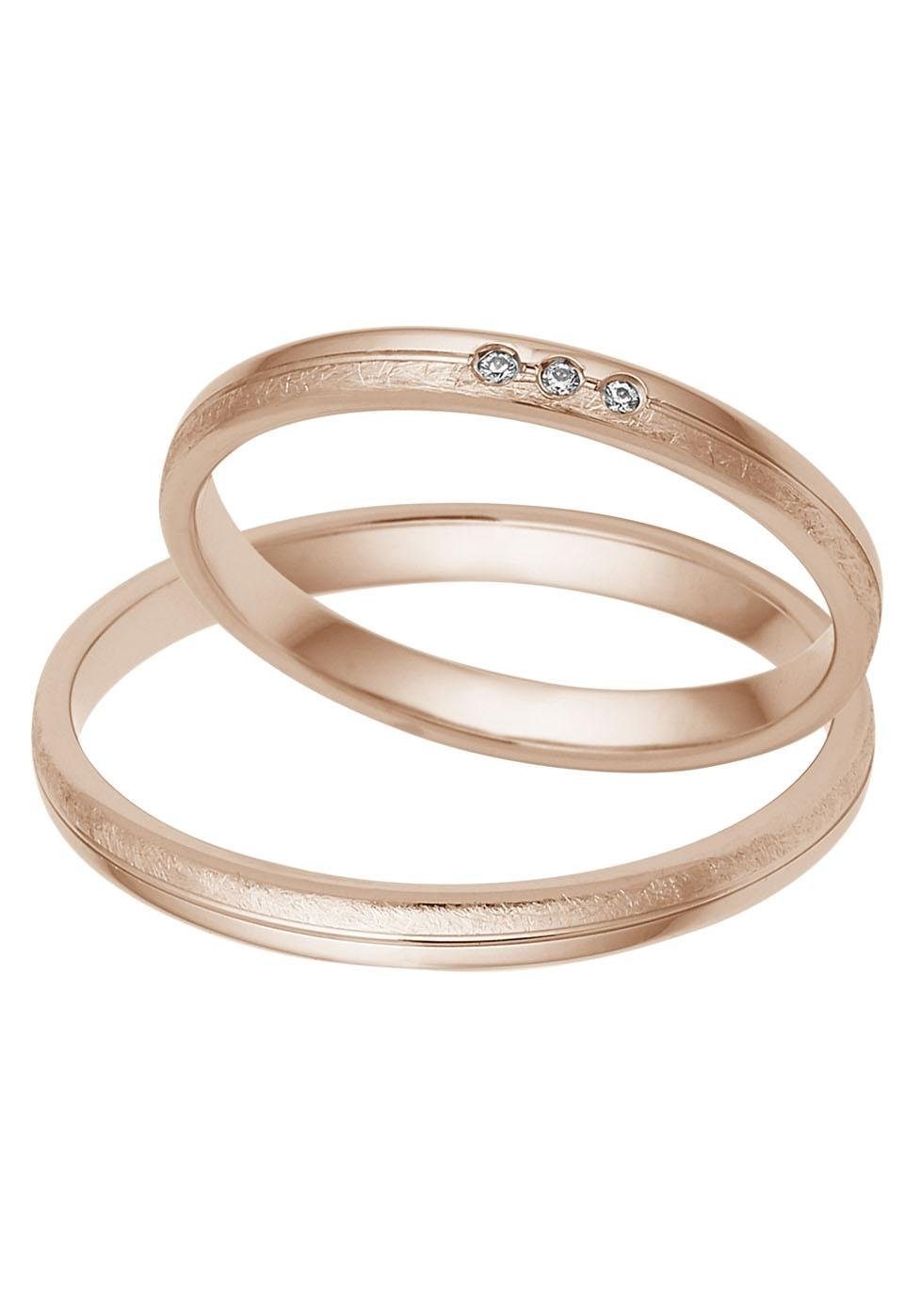 Trauring FIRETTI "Schmuck Geschenk Gold 375 Hochzeit Ehering "LIEBE" Gr. 68, rosa (roségoldfarben), Fingerringe, Damen, 68, ohne Brillanten, Roségold 375, 2,5mm, Trauring, Made in Germany, wahlweise mit oder ohne Brillanten