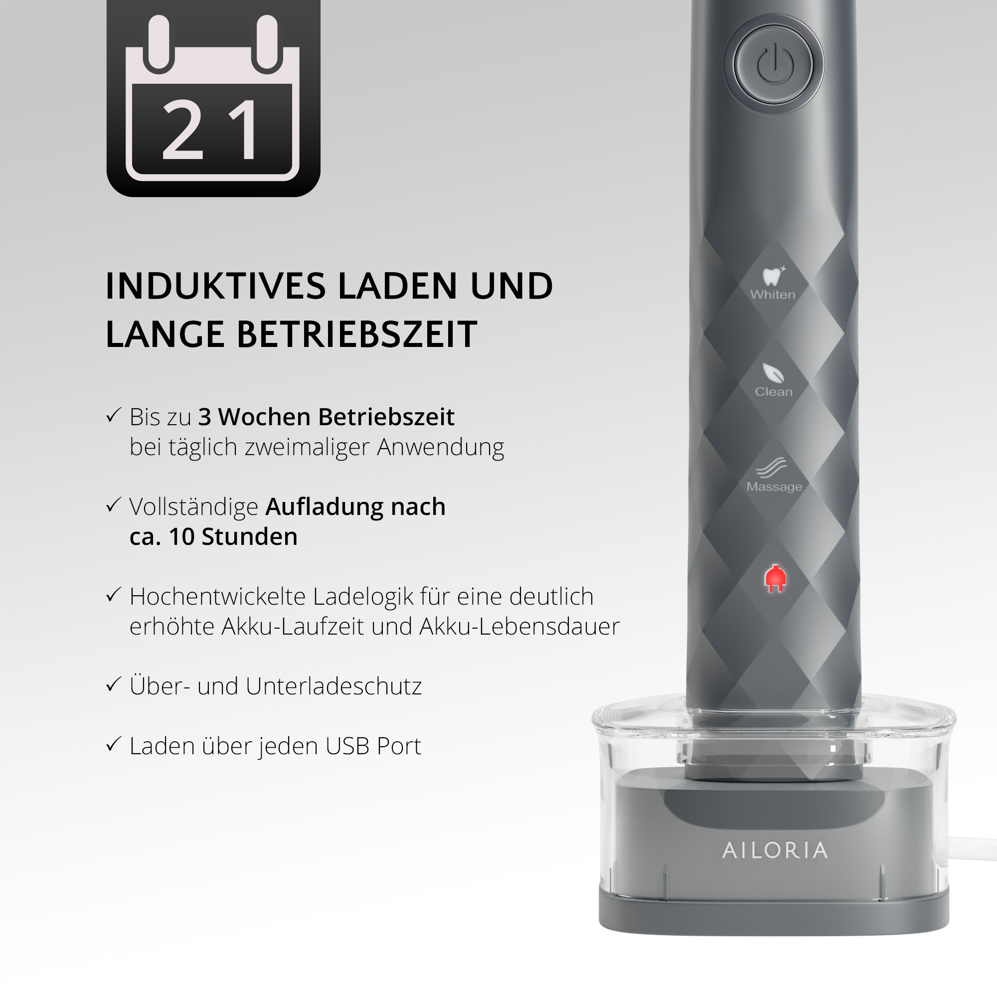 AILORIA Schallzahnbürste »USB-Schallzahnbürste SHINE BRIGHT«