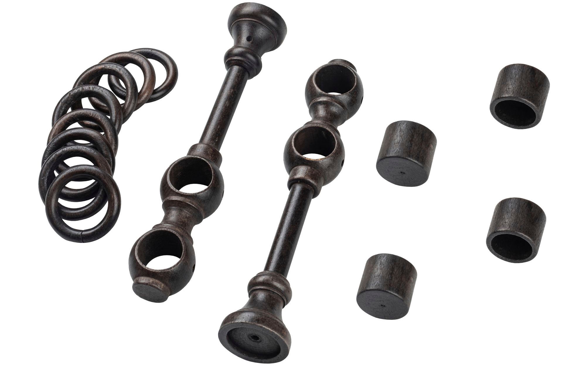 SN DECO GROUP Gardinenstange »Cafiro« 2 läufig-läufig Fixmaß 28 mm, Holz, verschiedene Längen und Farben, Komplettset