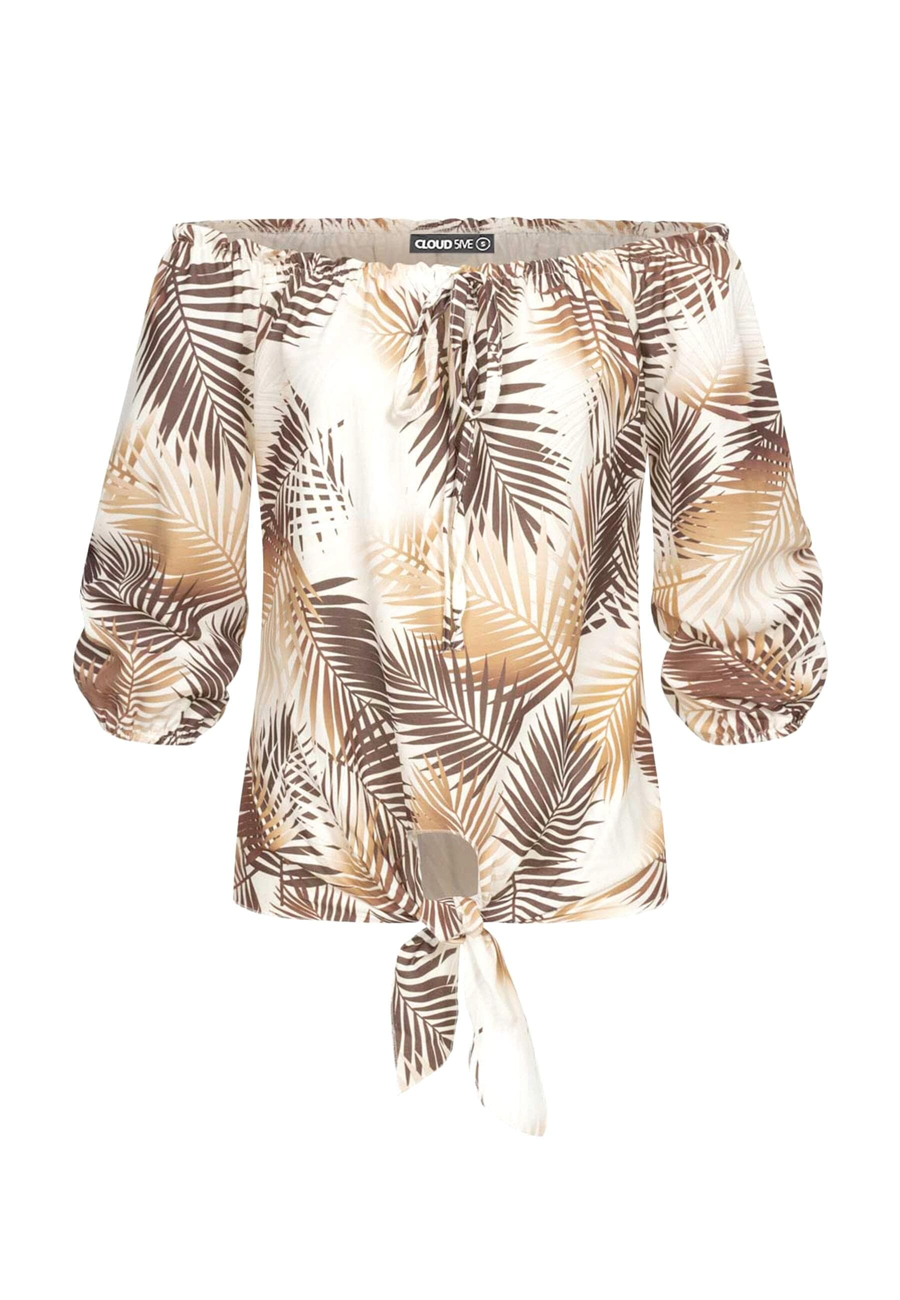 CLOUD 5IVE T-Shirt »CLOUD 5IVE Off-Shoulder Bluse mit Knotendetail und Rüschen«, (1 tlg.)