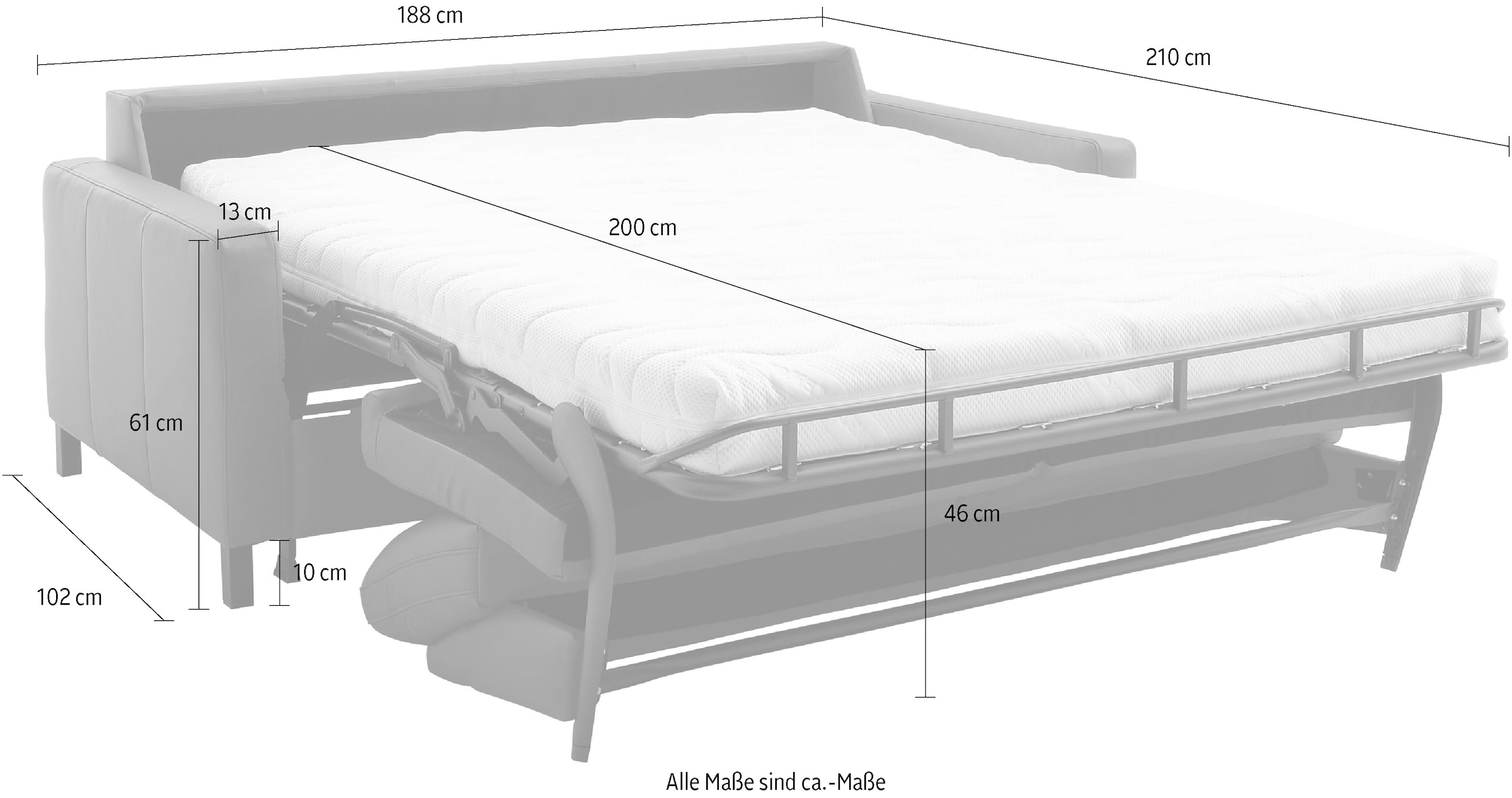 Home affaire Schlafsofa »Calestra, 2,5-Sitzer mit Kaltschaummatratze, Breite 188 cm«