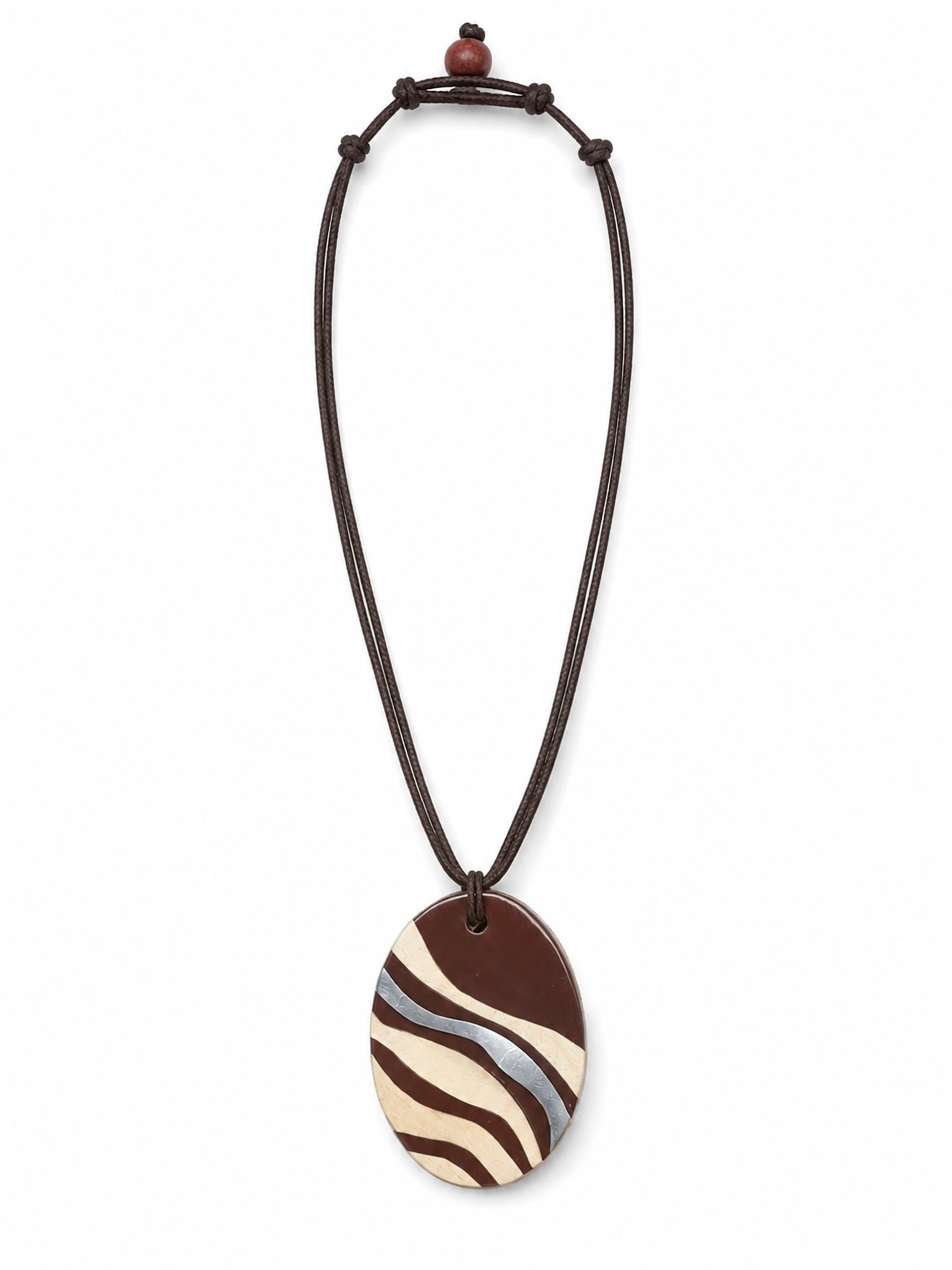 COLLEZIONE ALESSANDRO Kette mit Anhänger »Marea« mit ovalem Holzanhänger und Metallinlay