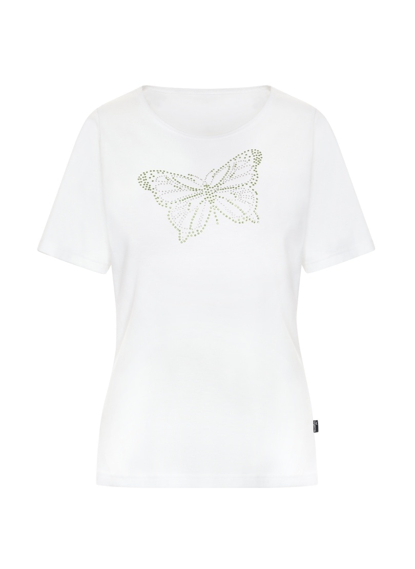 Trigema T-Shirt »TRIGEMA T-Shirt mit Schmetterling aus Strasssteinen«