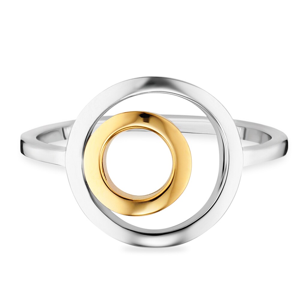 CAÏ Fingerring »925/- Sterling Silber bicolor vergoldet Kreise«