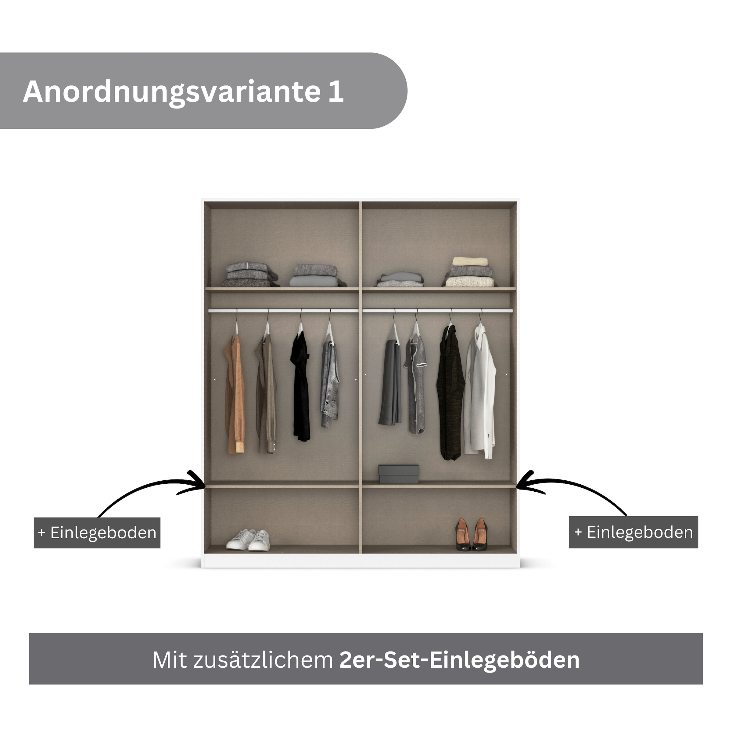 rauch Drehtürenschrank »Kleiderschrank Kleiderschränke Schrank Garderobe AGORDO mit Glasfront«, (in zwei Griff-Farben), durchdachte Innenausstattung, in 6 Breiten und 2 Höhen MADE IN GERMANY