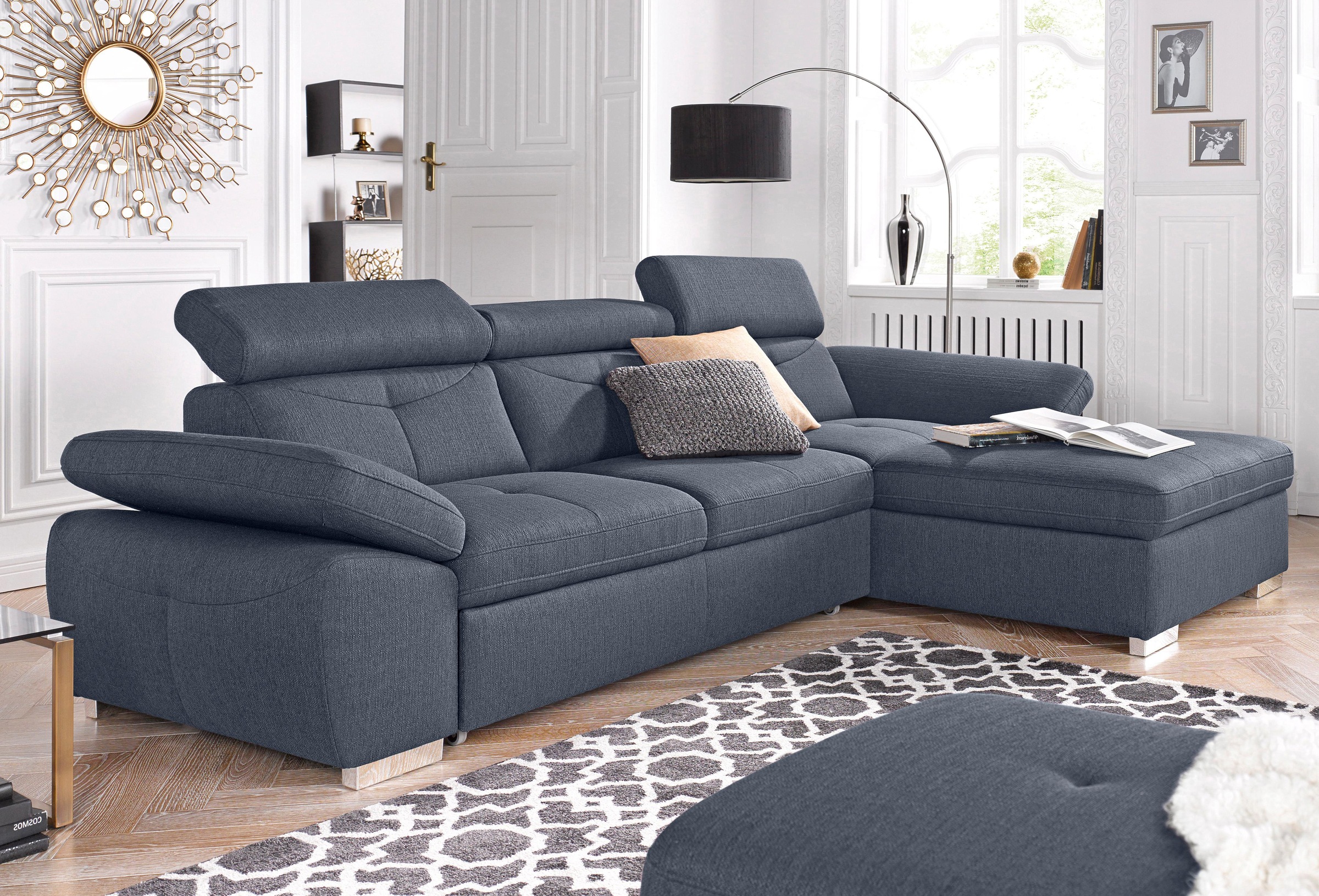 exxpo - sofa fashion Ecksofa »Spring, super bequem, mit Armteil- und Kopfteilfunktion«, L-Form, wahlweise mit Bettfunktion und Bettkasten