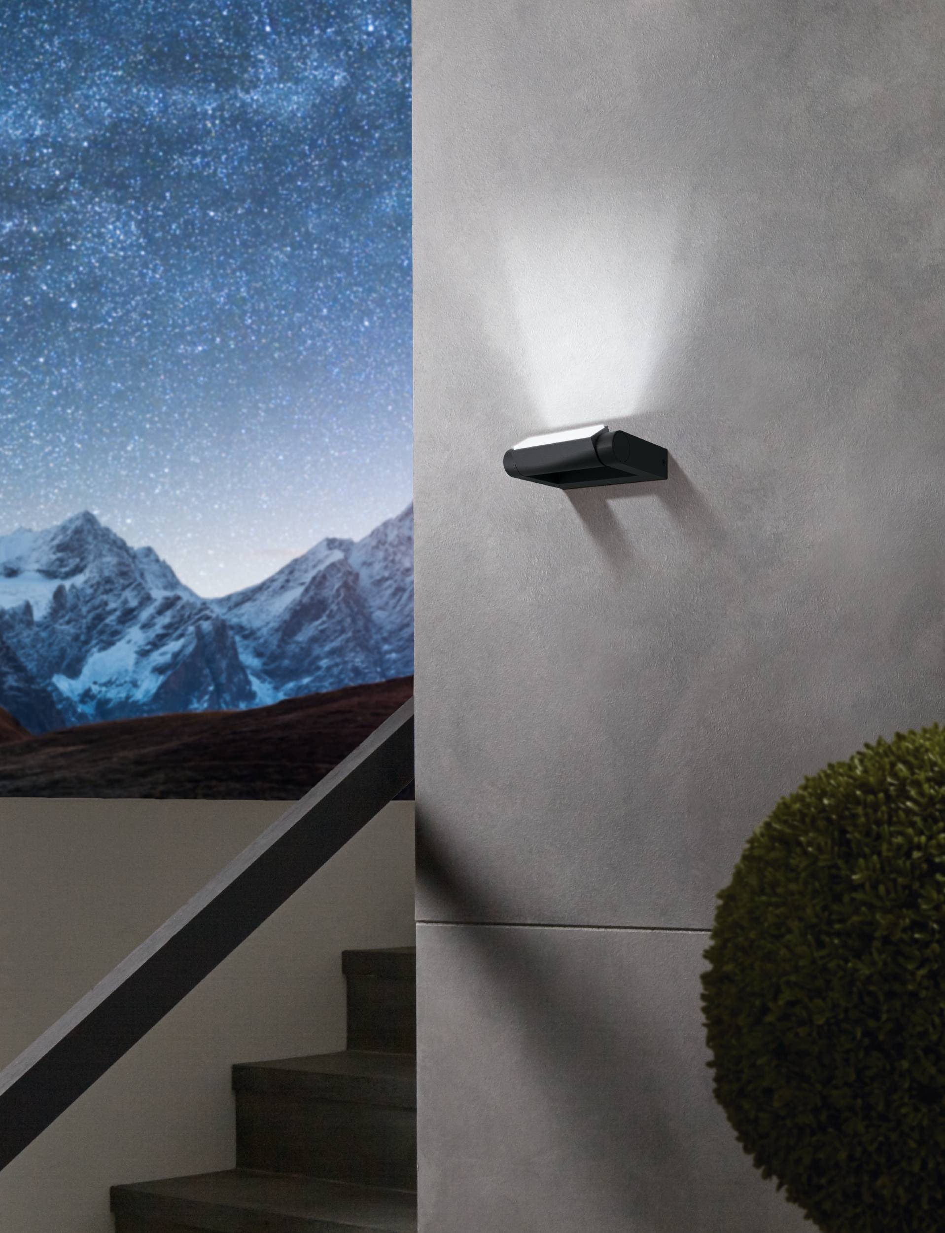 EGLO Wandleuchte »Brinaza Wandlampe, Außenlampe aus Aluminium-Guss,  schwenkbar, IP44« LED-Modul 1 Stk. Warmweiß Wand-/Deckenleuchte - L20 x H5 x AL14 cm - schwarz - 4,8W inkl.