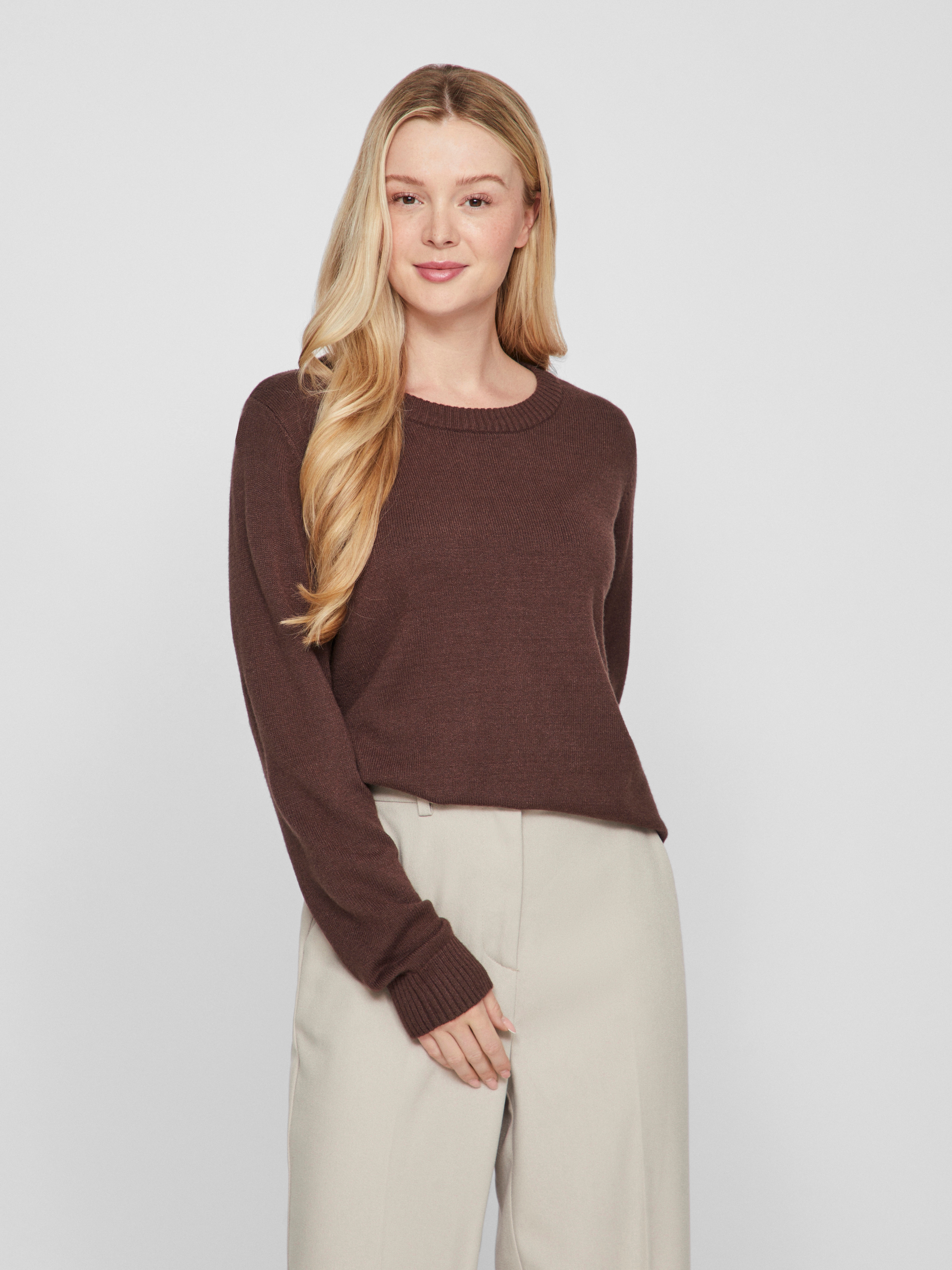 Vila Rundhalspullover "VIRIL O-NECK L/S KNIT TOP - NOOS" Viskosemischung, regular fit