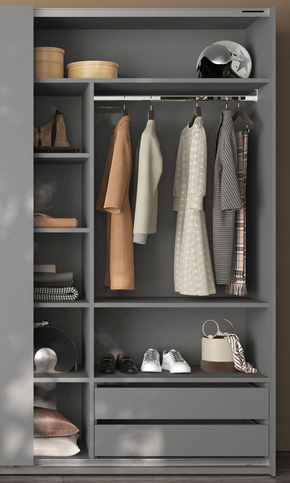 Home affaire Einlegeboden »Jupiter - Steingrau (1 St.), nur mit Inneneinteilung montierbar« Stabil, Breite 90 cm, passend für Schwebetürenschrank 275x240 cm