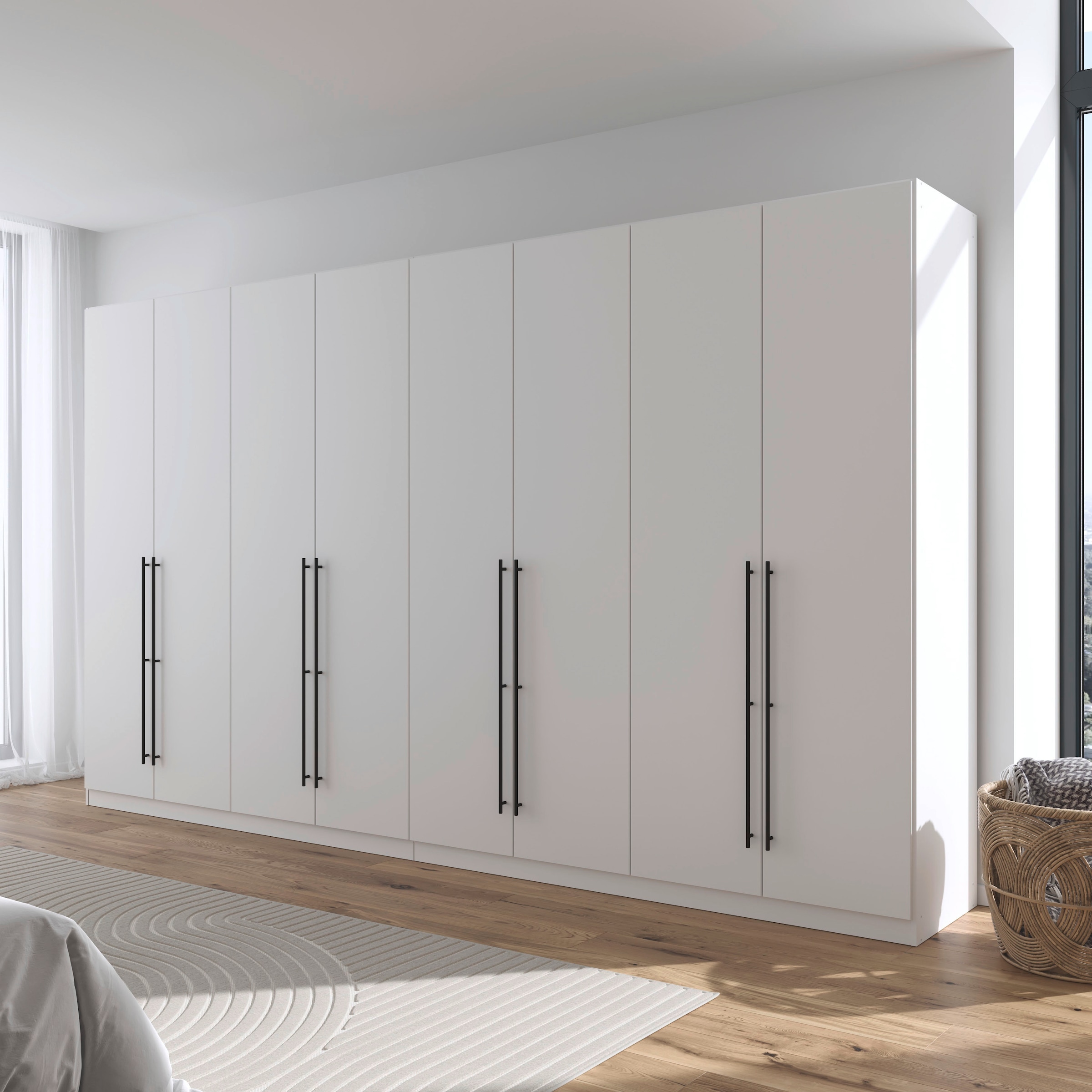 rauch Kleiderschrank »AVOLA Drehtürenschrank Garderobe Wäscheschrank Schlafzimmer TOPSELLER«, (in 3 verschiedenen Ausstattungen BASIC/CLASSIC/PREMIUM), mit hochwertigen Stangengriffen in Schwarz aus Metall MADE IN GERMANY