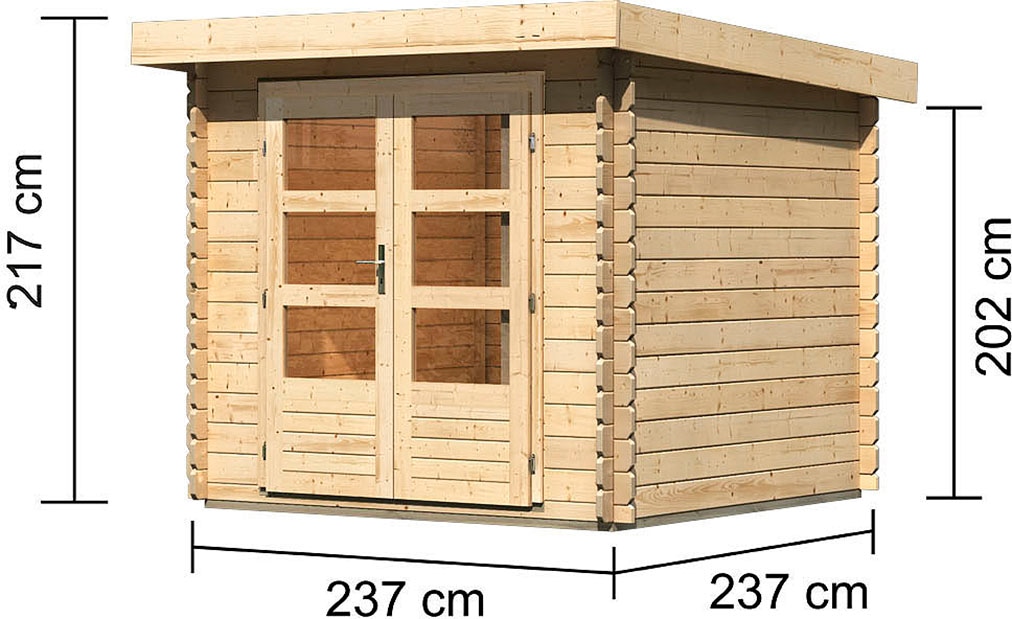Karibu Gartenhaus »Schloßsee 2«, natur oder terragrau, 28 mm Wandstärke