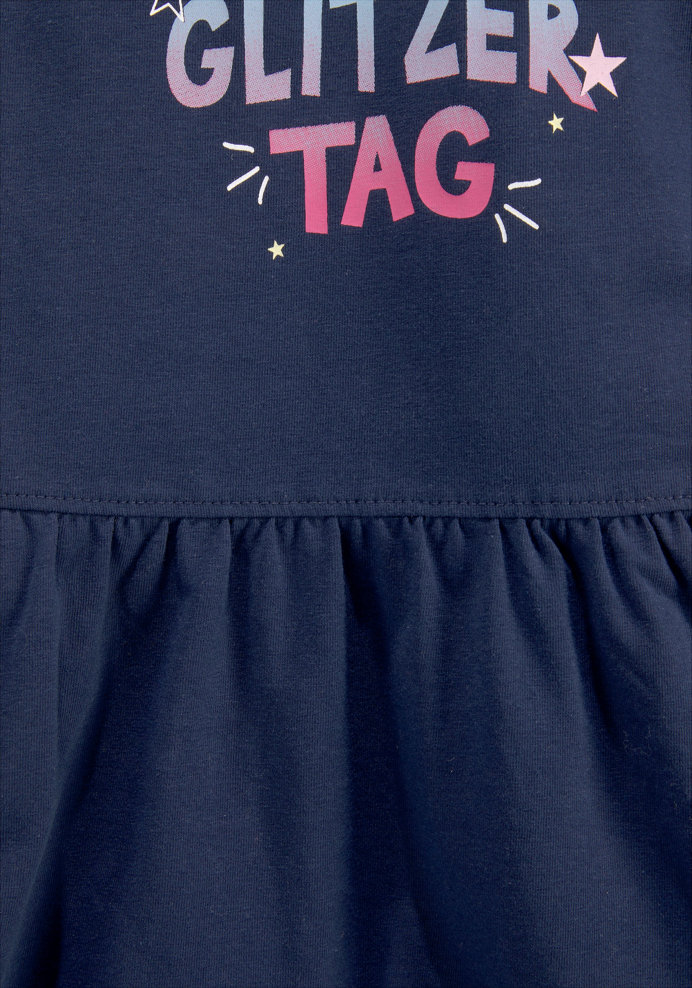 KIDSWORLD Jerseykleid »HAPPY GLITZER TAG«, mit glitzerndem Print