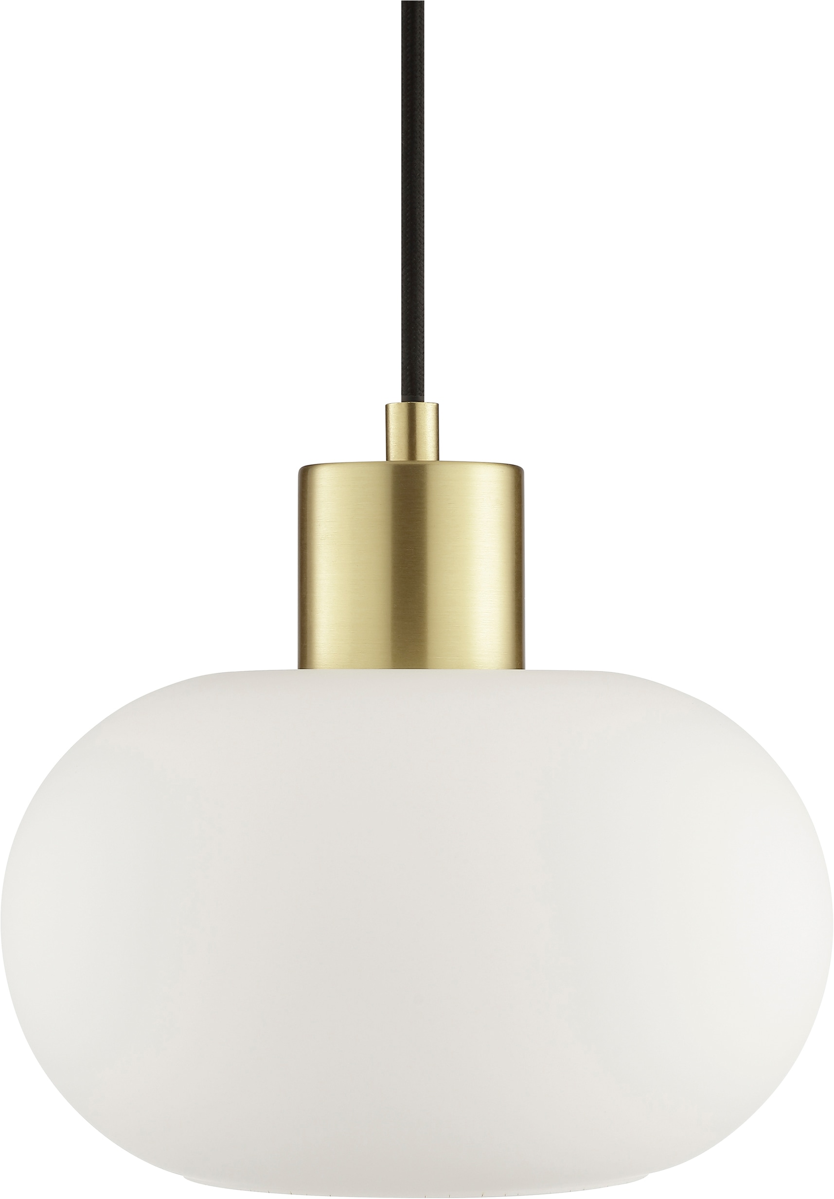 Brilliant Pendelleuchte »Fanny« E27 1 Stk. Ø 22 cm, Höhe 120 cm, E27 Fassung, Glas weiß, Metall messing gebürstet