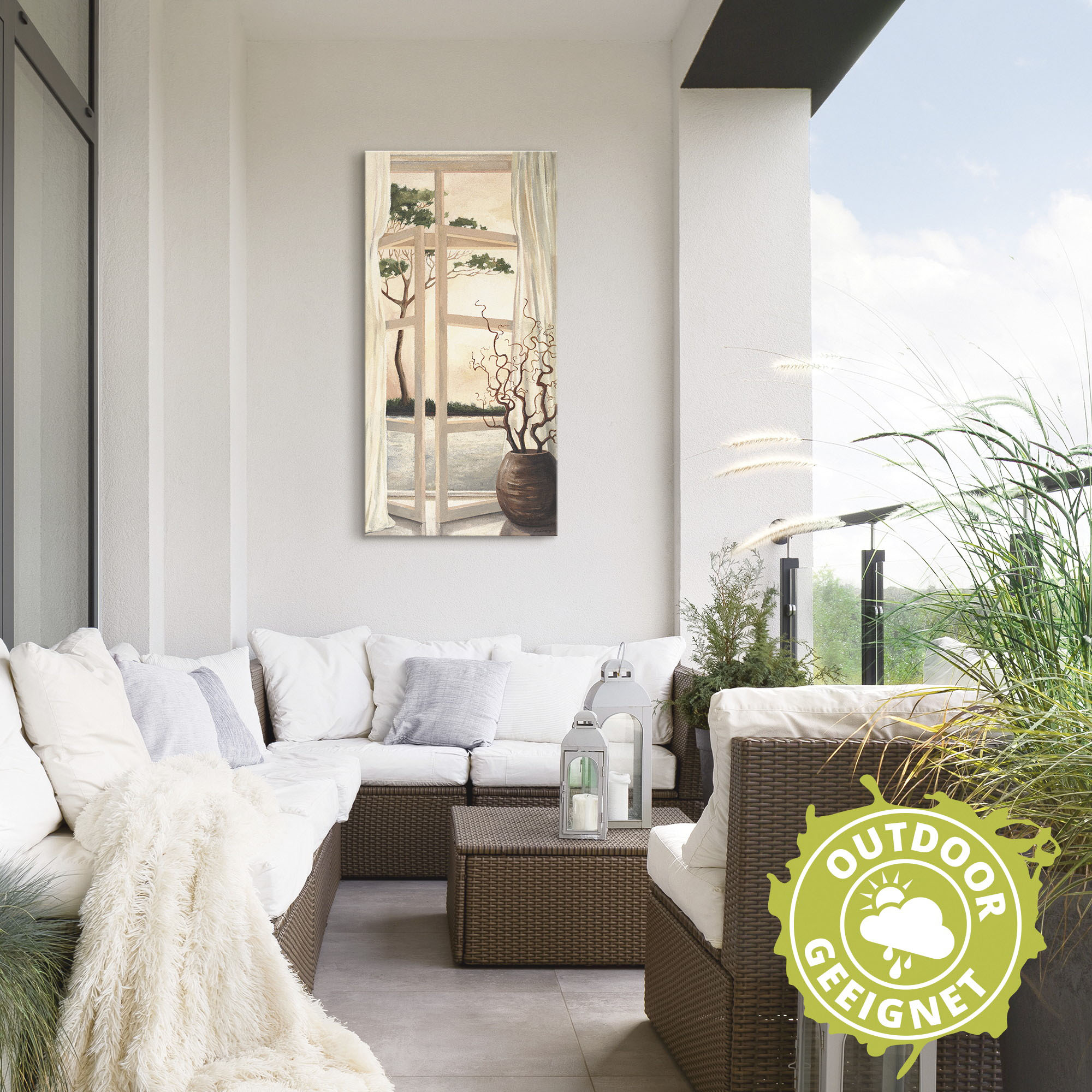 Thumbnail - Artland Wandbild "Fensterbild Toskanischer Sonnenuntergang" Fensterblick 1 Stk. tlg. als Alubild, Outdoorbild, Leinwandb...