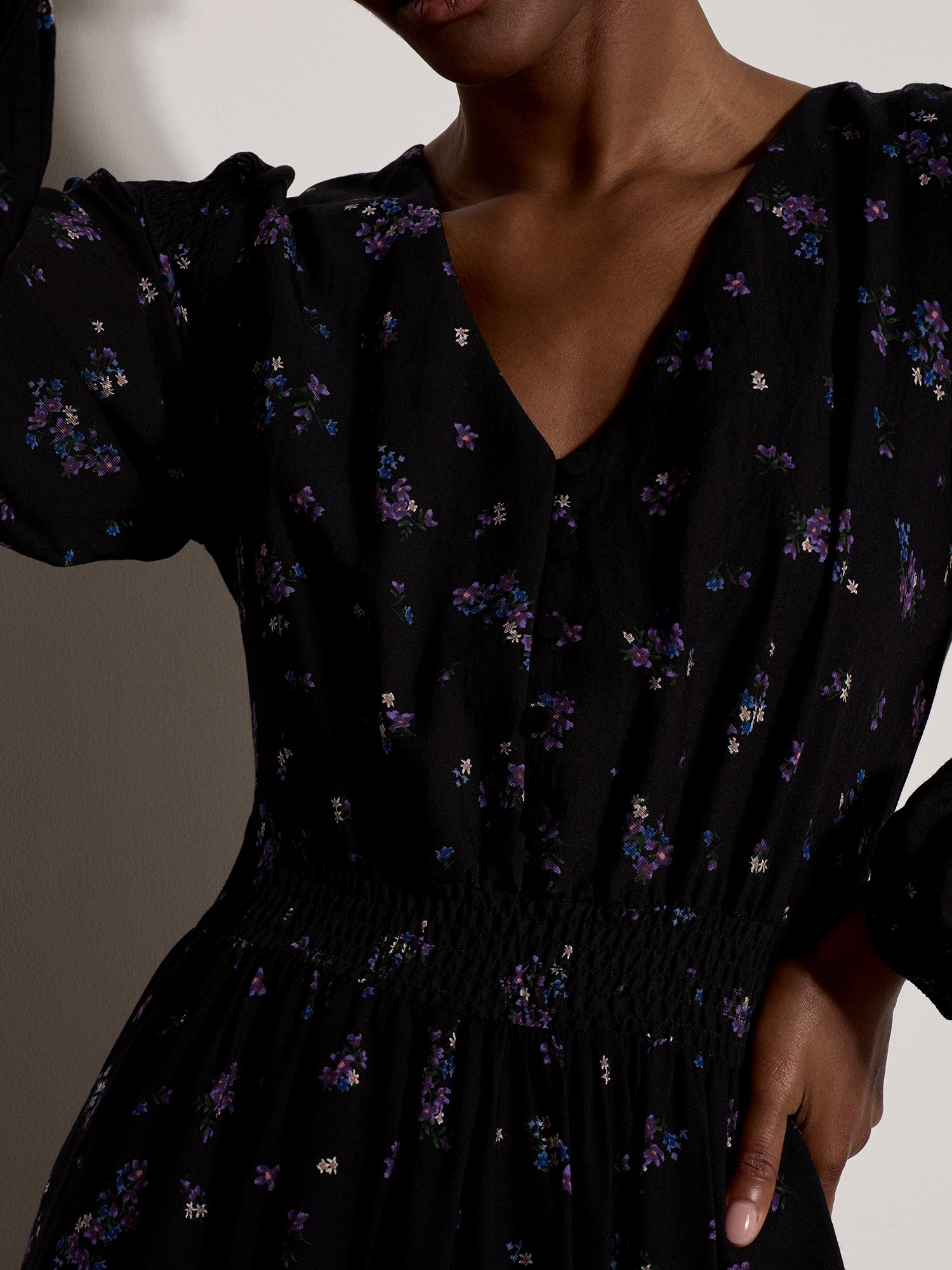 Apricot Midikleid »Wadenlanges Vintagekleid« mit Smok-Details