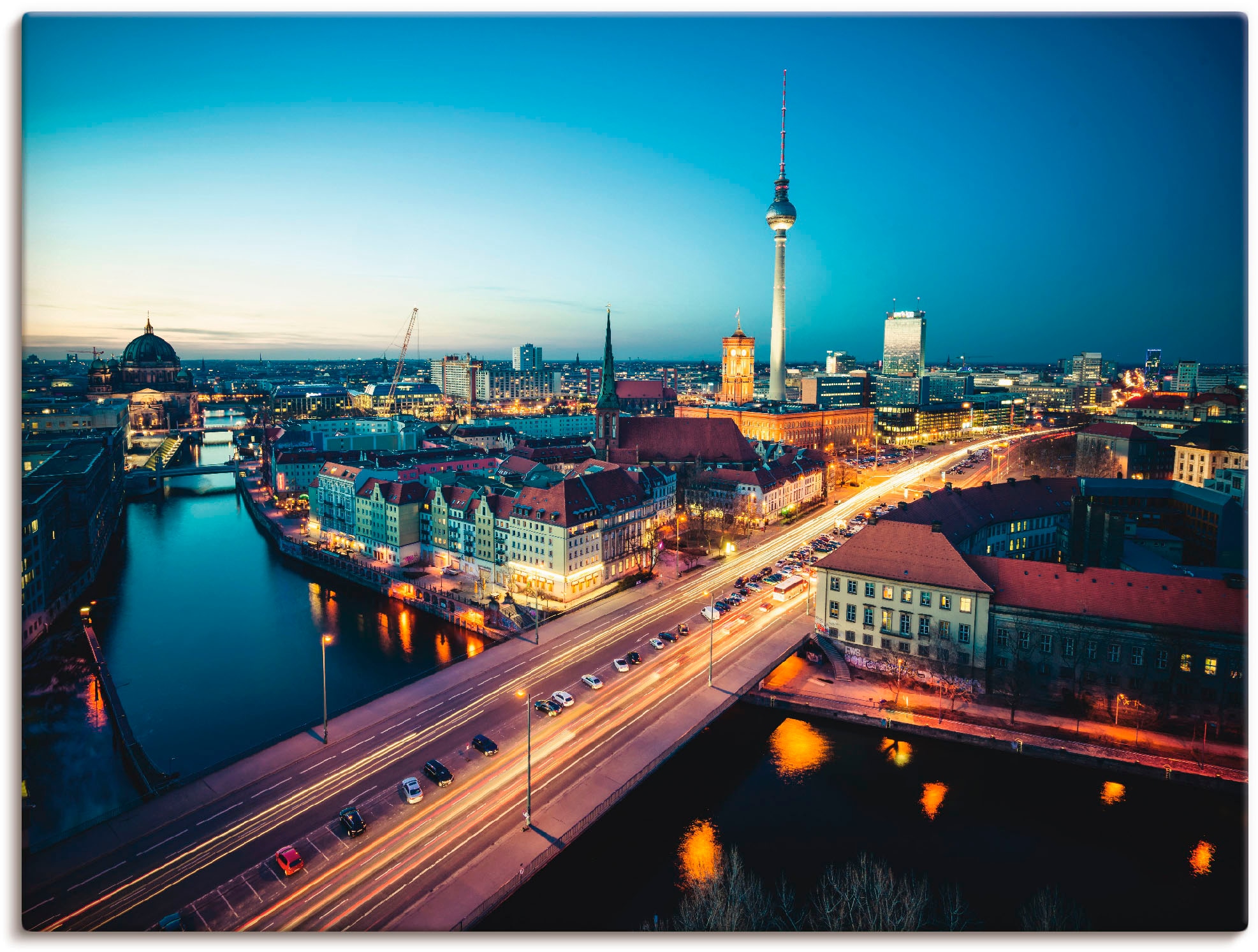 Artland Wandbild "Berlin Cityscape am Abend", Deutschland, (1 St.), als Leinwandbild, Poster in verschied. Größen