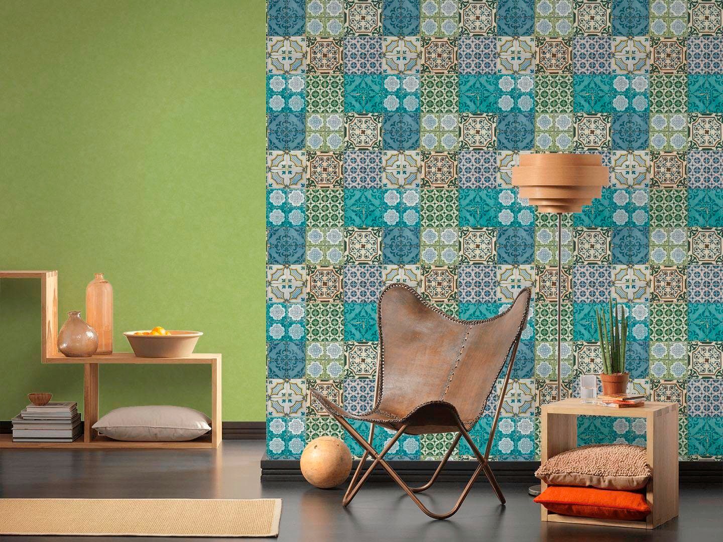 living walls Vliestapete »Authentic Walls«, matt-gemustert-mehrfarbig-Motiv-ornamental, Moderne Tapete Kinder Metallic Tapeten Wohnzimmer Flur Küche Design