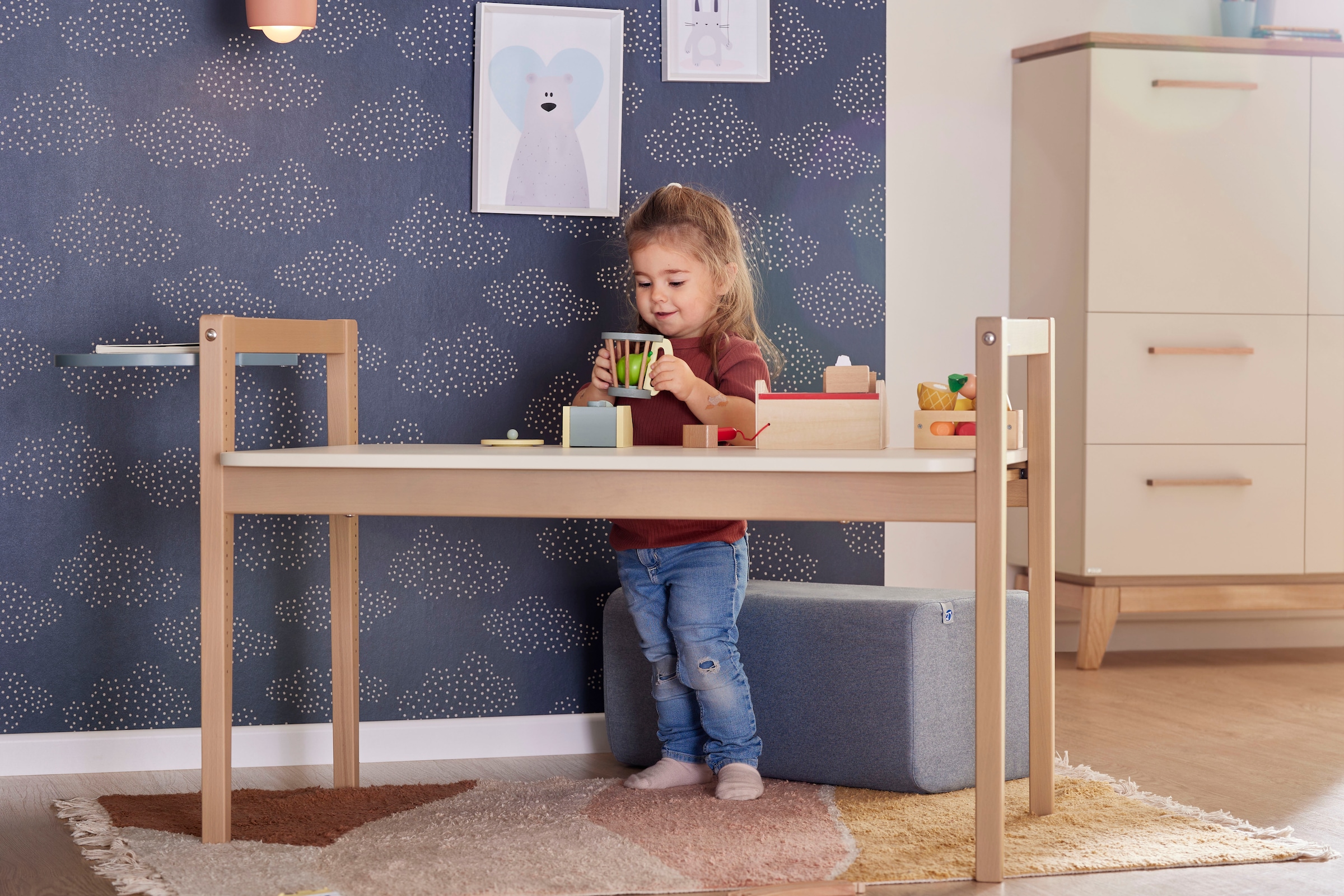 PAIDI Beistellbett »LITTLE CLOUD«, mit Lattenrost, variabel höhenverstellbar, umbaubar zum Tiny Sofa