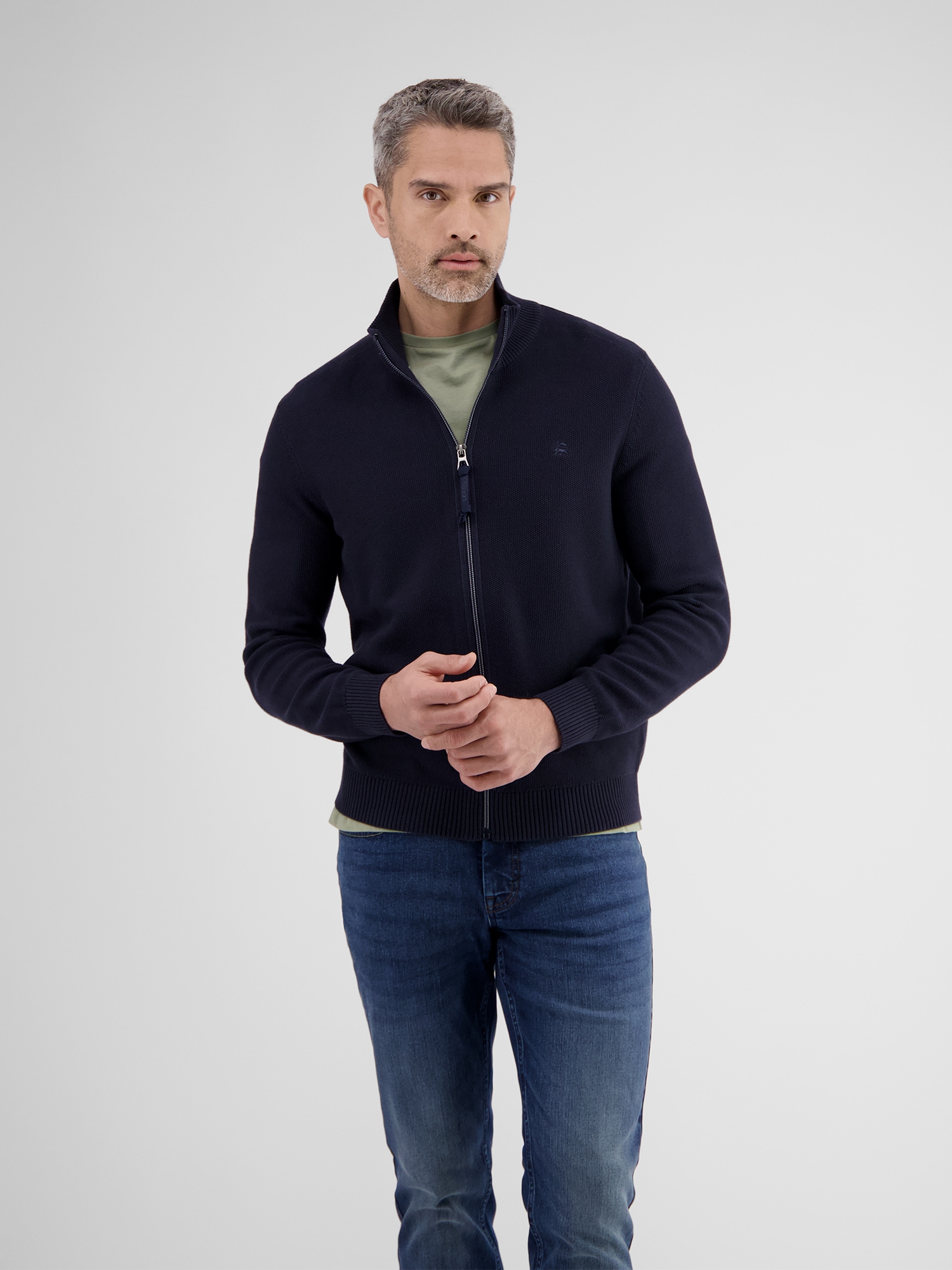 LERROS Strickjacke »LERROS Leichte Strickjacke für Herren mit schmaler Rippstruktur«