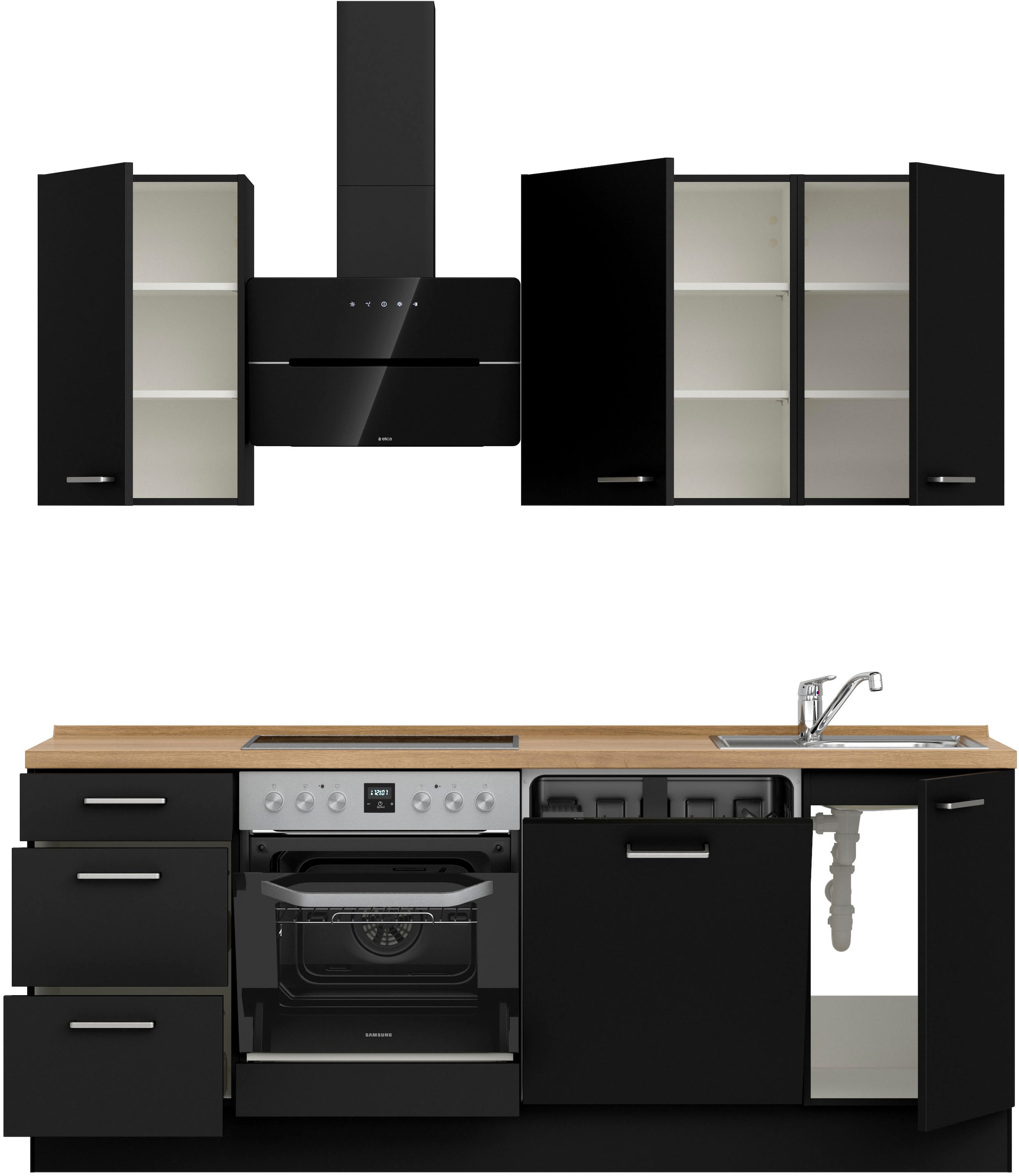 nobilia® Küchenzeile »"Touch II"«, vormontiert, Ausrichtung wählbar, Breite 210 cm, wahlw. mit E-Geräten