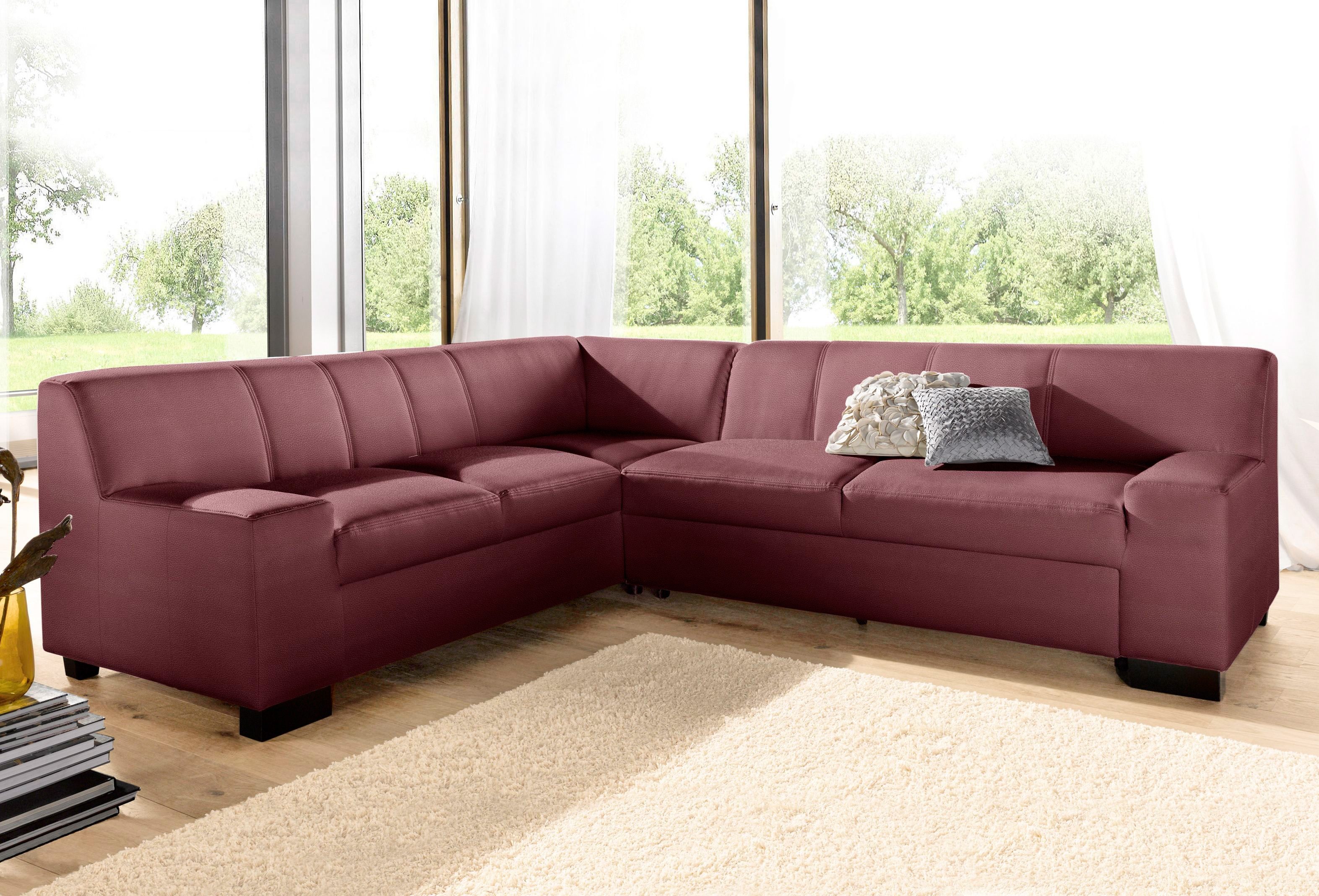 DOMO collection Ecksofa "Norma Top, elegant & modern, flache Armlehnen, Breite 247cm, L-Form" wahlweise mit Bettfunktion