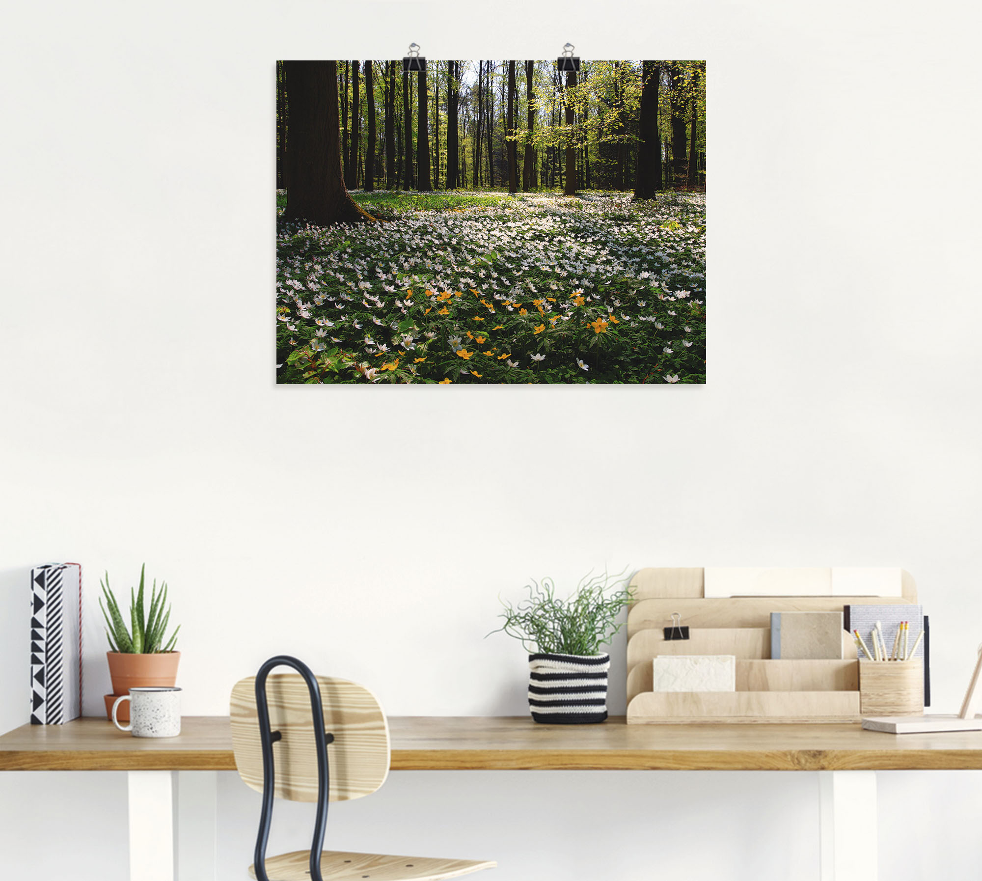 Thumbnail - Artland Wandbild "Frühlingswald bedeckt mit Windröschen", Wald, (1 St.), als Leinwandbild, Poster in verschied. Größen