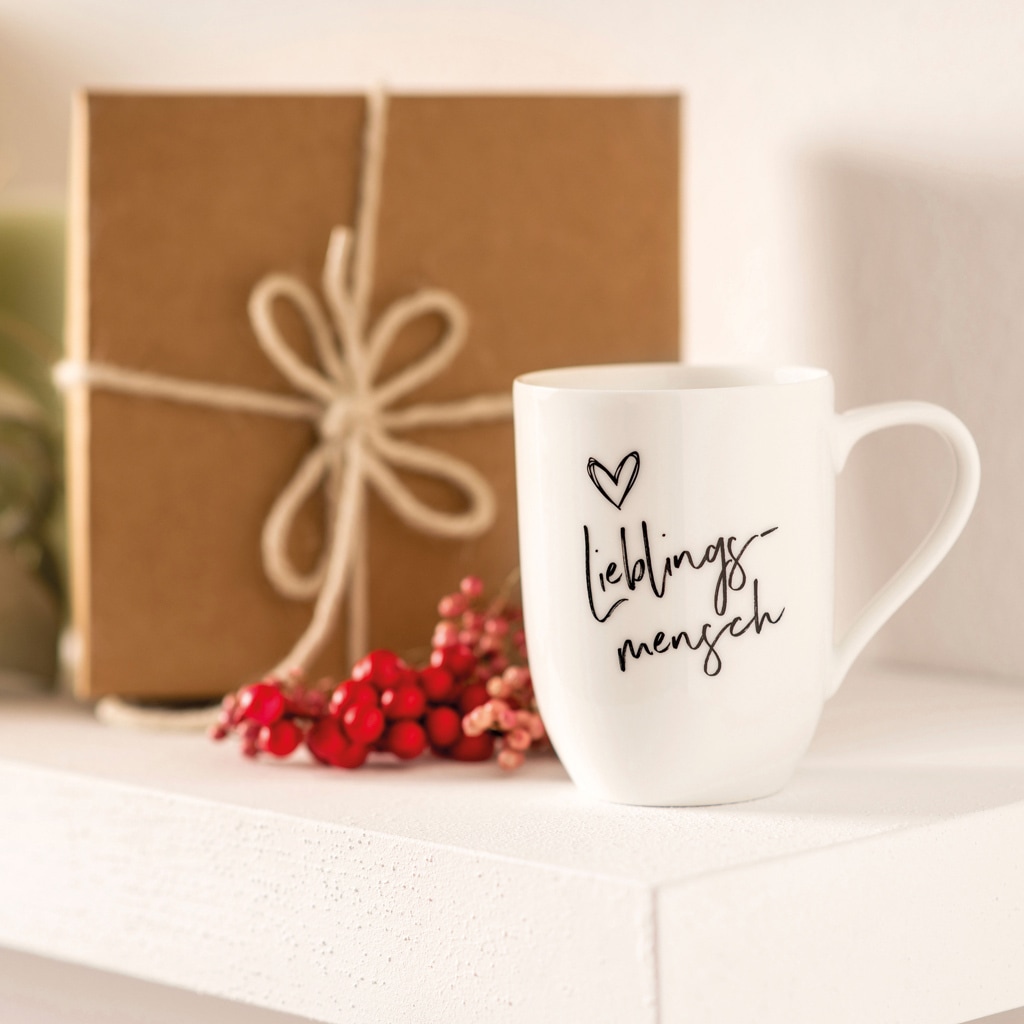 Villeroy & Boch Becher »Becher mit Henkel 'Lieblingsmensch' Statement 290 ml weiß«