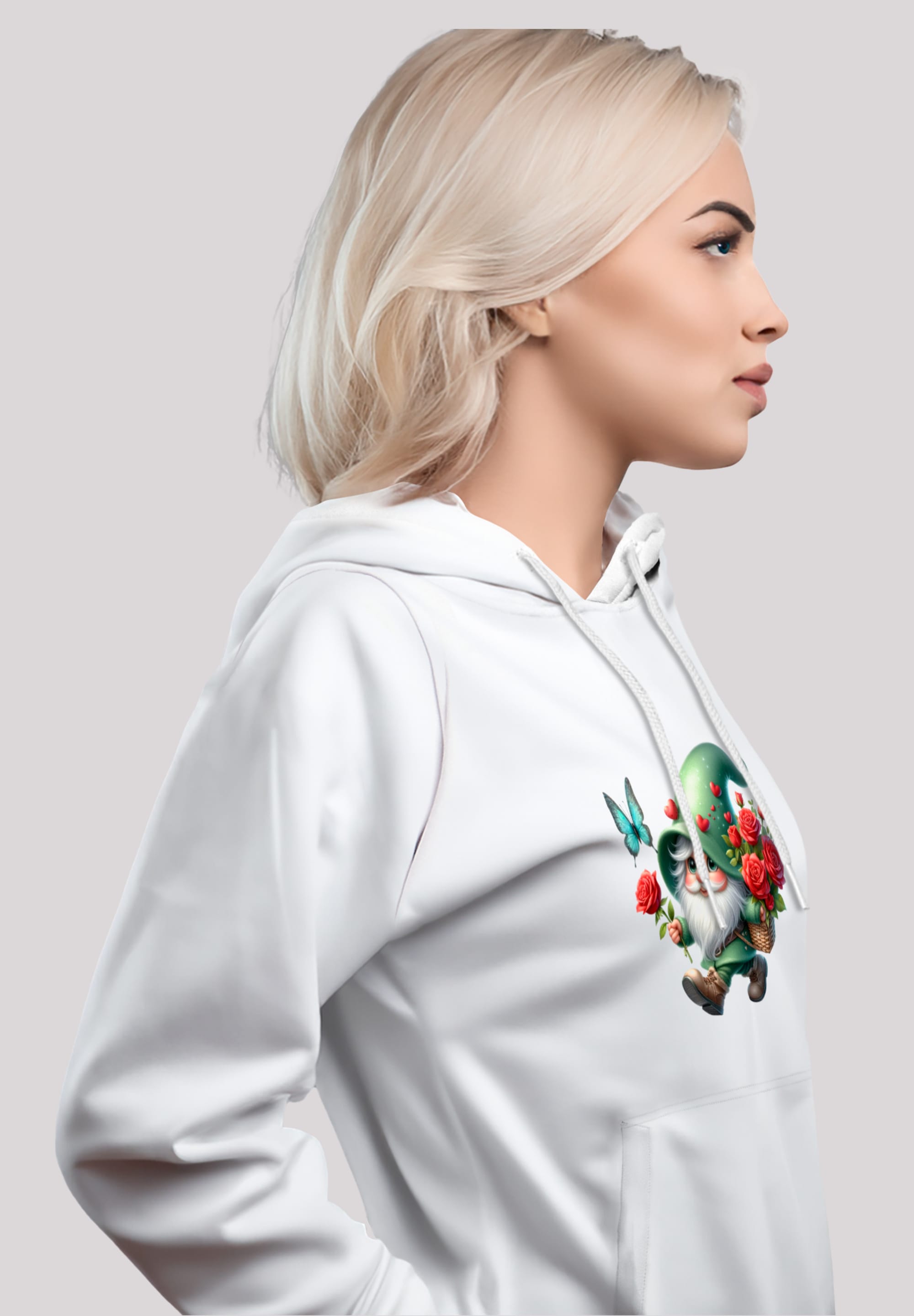 F4NT4STIC Kapuzenpullover »Gnom Frühling Blumen Schmetterling«, Premium Qualität