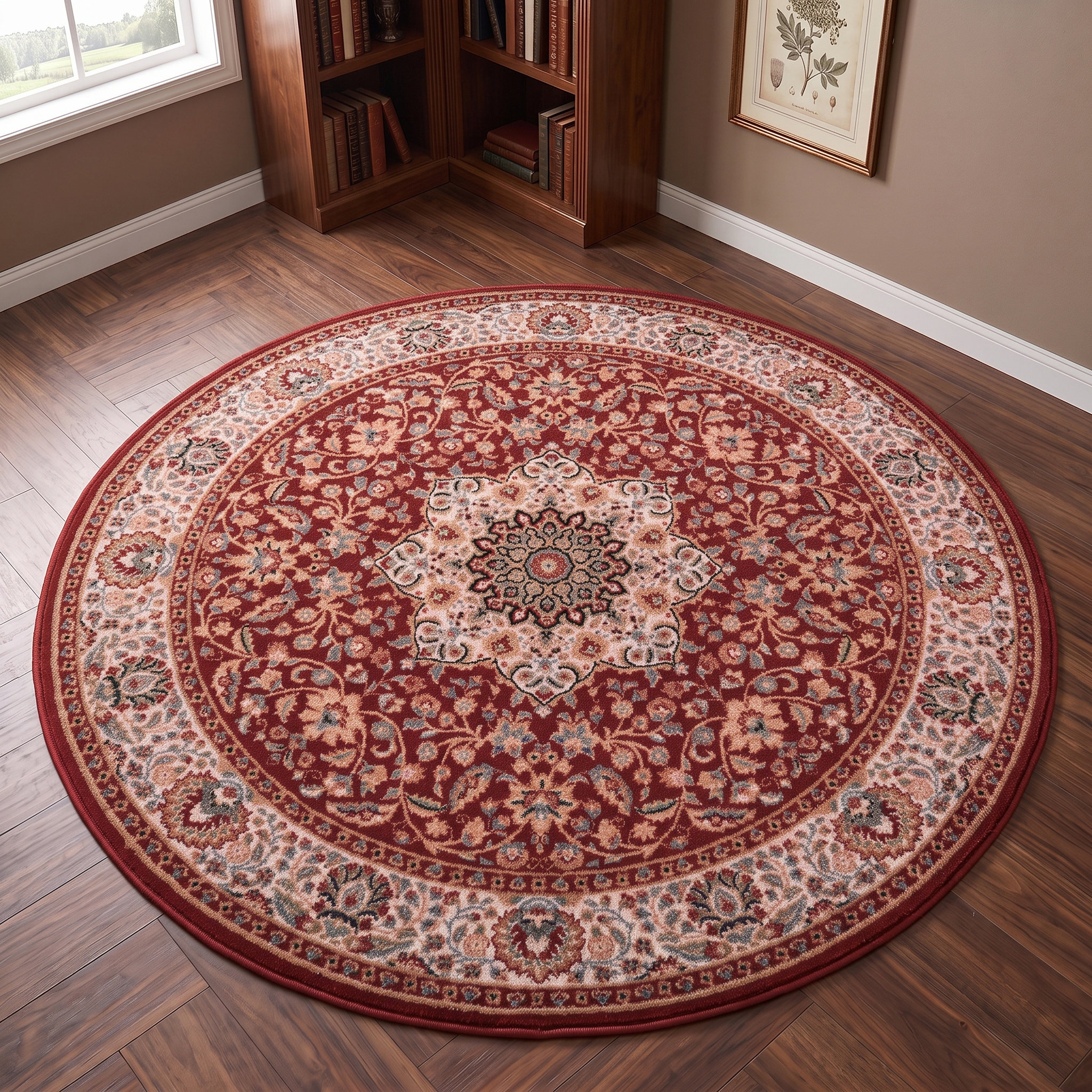 THEKO Wollteppich "Dolna - 859" rund 10 mm Höhe Kurzflor, reine Wolle, Orient-Optik