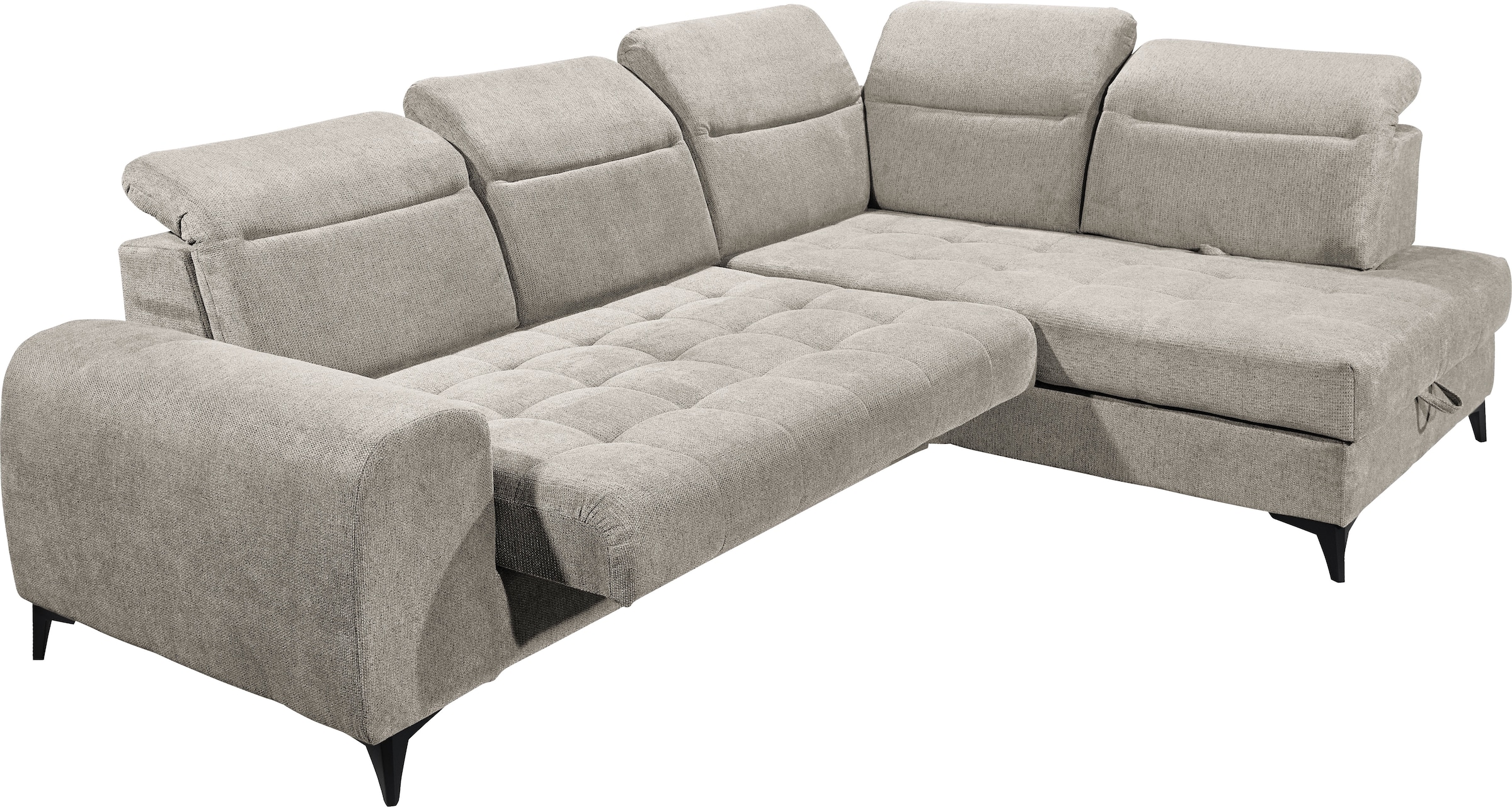 ED EXCITING DESIGN Ecksofa »Rockdale L-Form mit Bettfunktion, Bettkasten«, Kopfteilverstellung, Sitztiefenverstellung & USB-Port